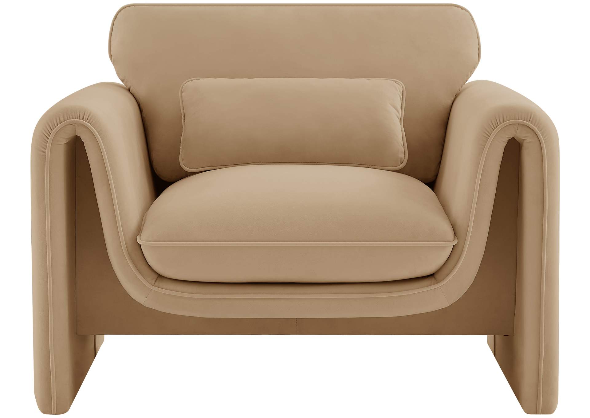Sloan Camel Velvet Fabric Chair,Meridian Furniture