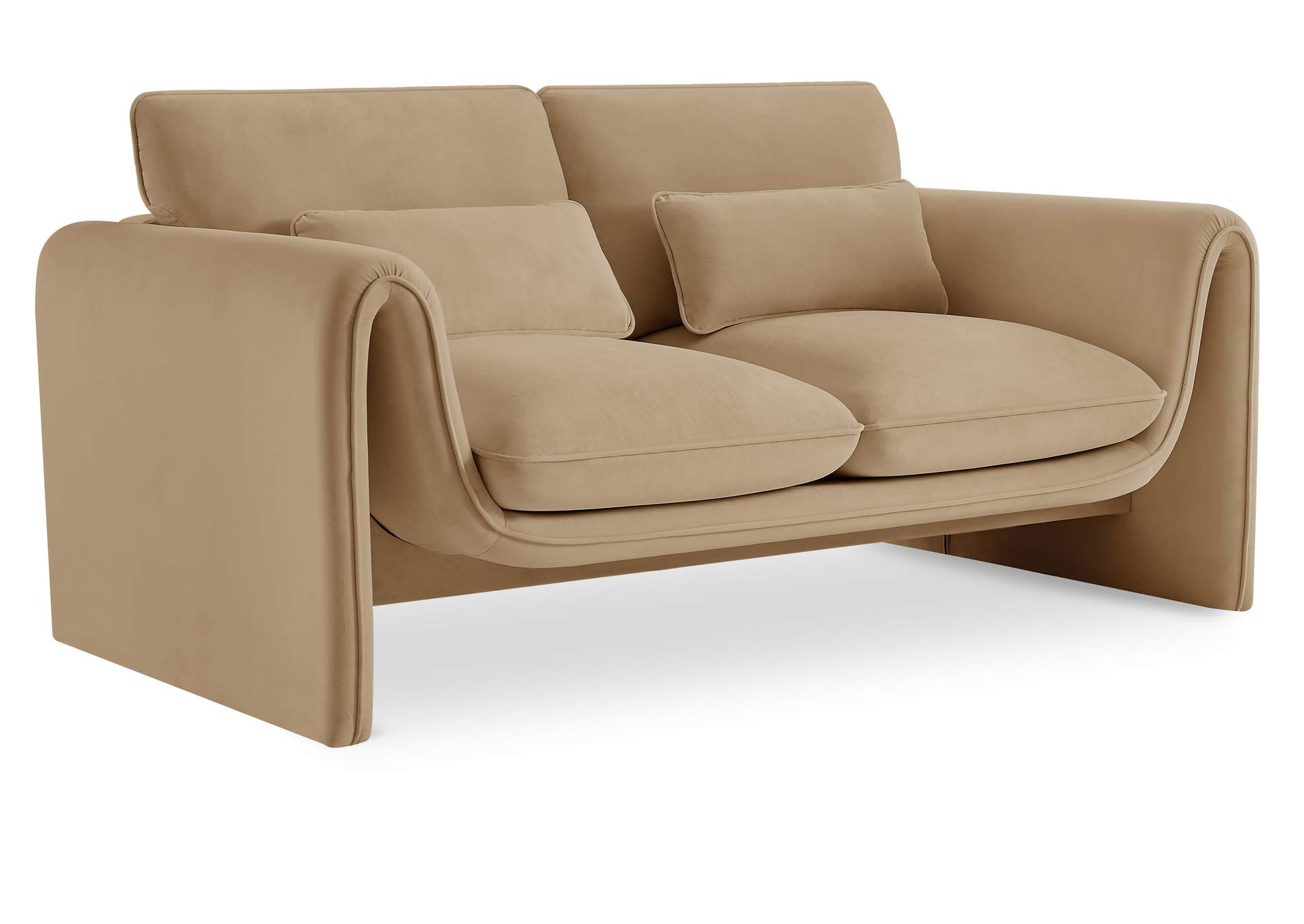 Sloan Camel Velvet Fabric Loveseat,Meridian Furniture