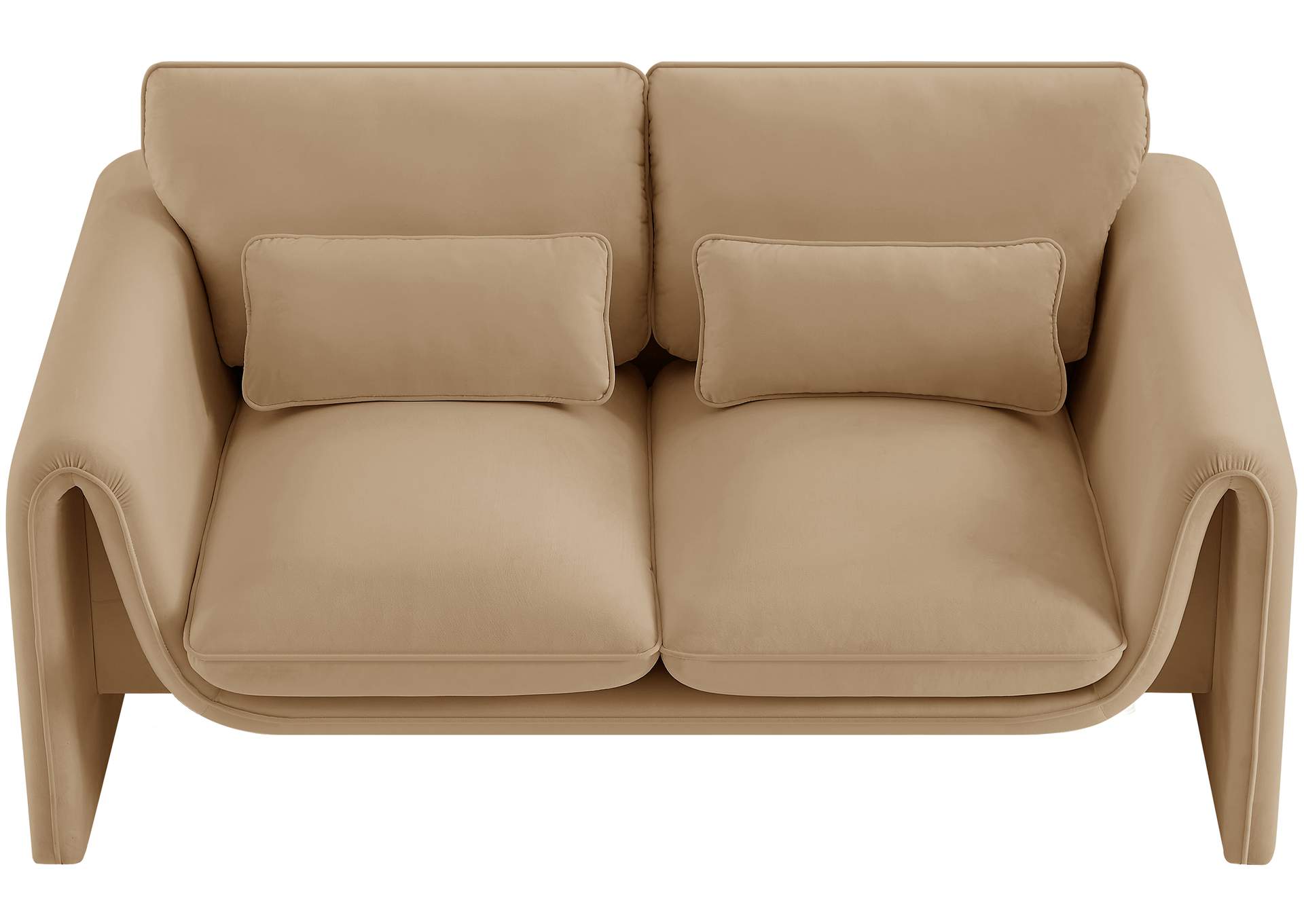 Sloan Camel Velvet Fabric Loveseat,Meridian Furniture