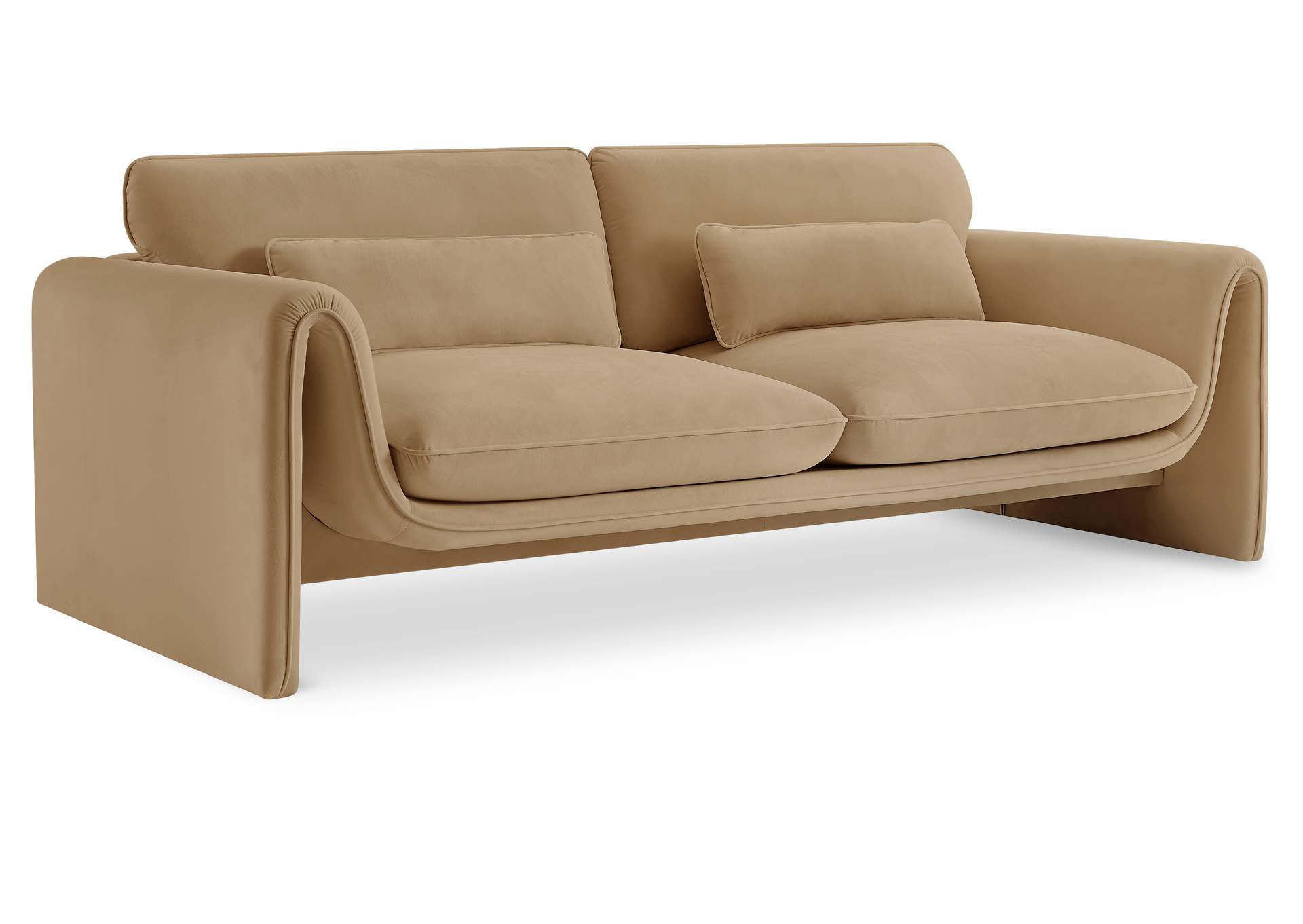 Sloan Camel Velvet Fabric Sofa,Meridian Furniture