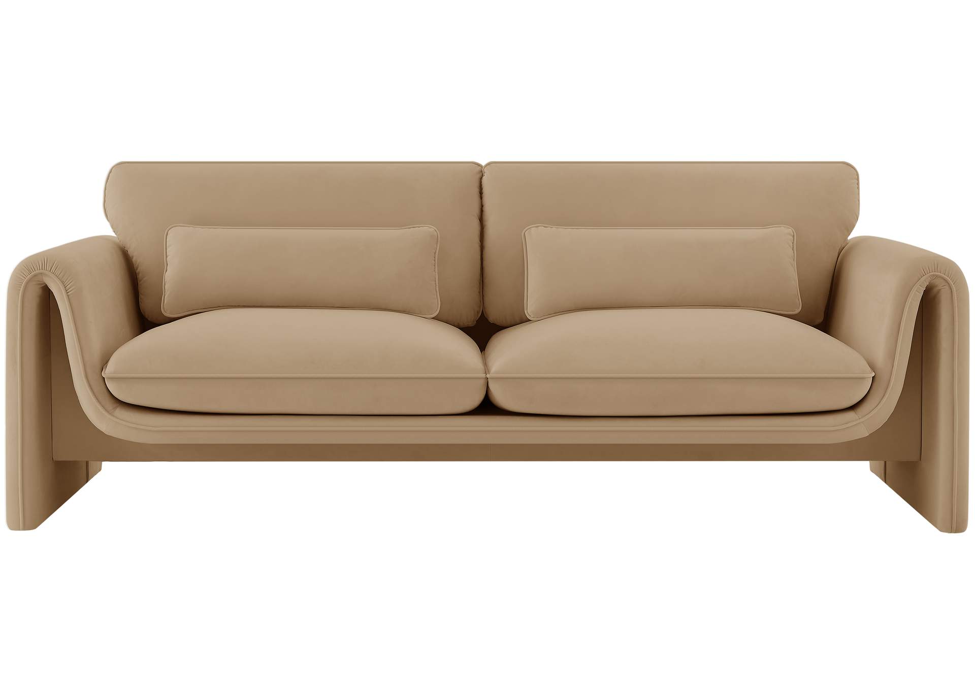 Sloan Camel Velvet Fabric Sofa,Meridian Furniture