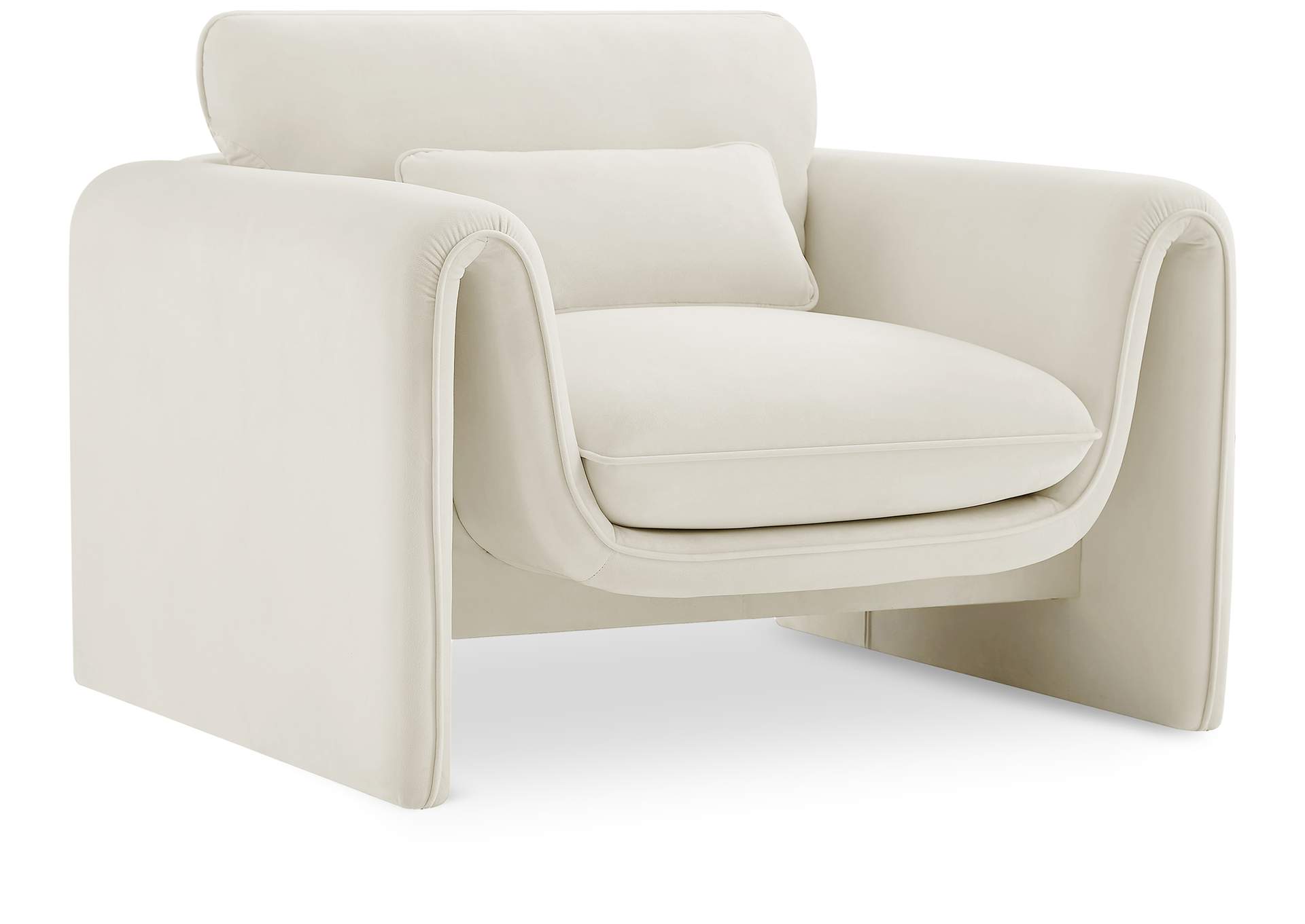 Sloan Cream Velvet Fabric Chair,Meridian Furniture