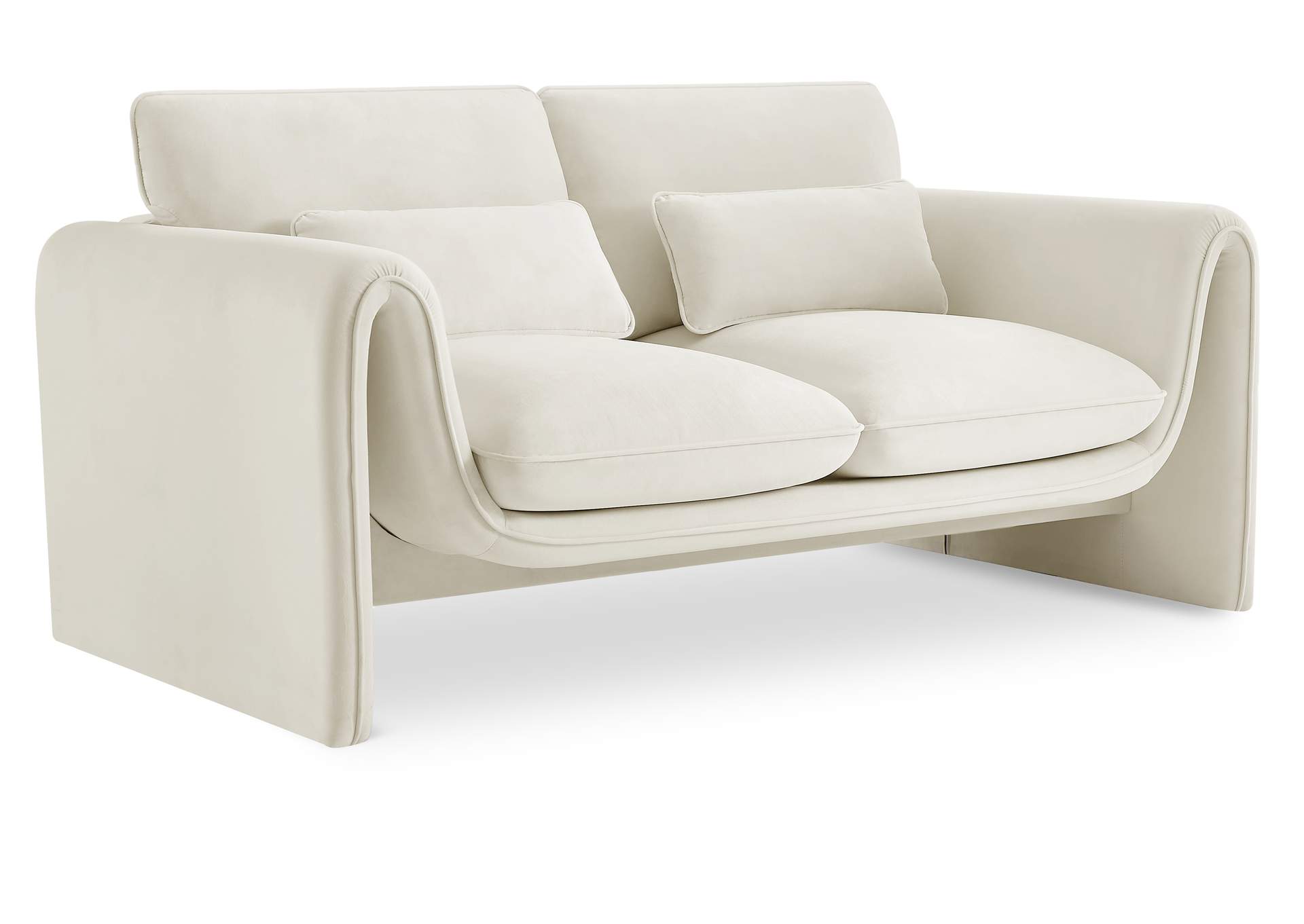Sloan Cream Velvet Fabric Loveseat,Meridian Furniture