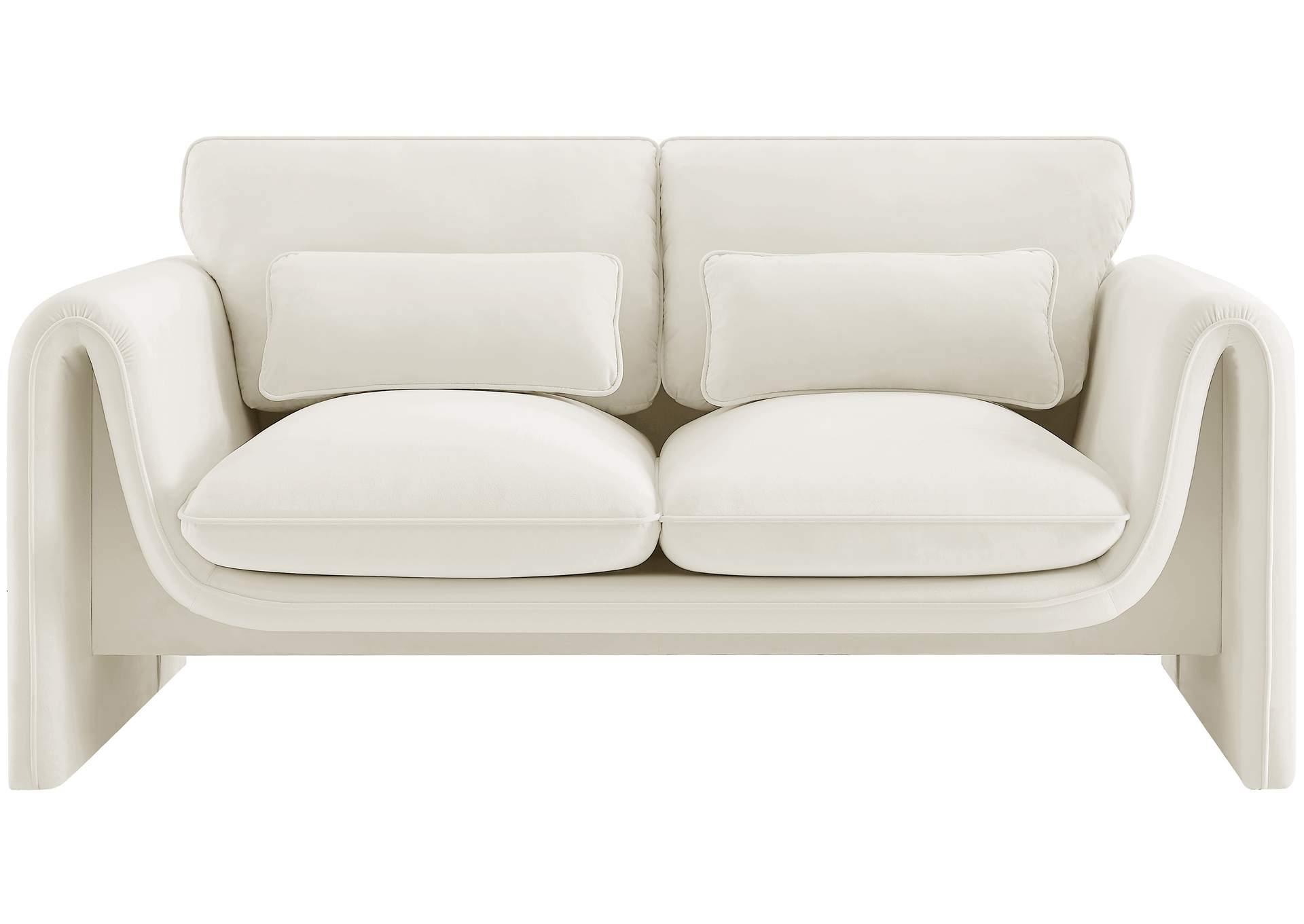 Sloan Cream Velvet Fabric Loveseat,Meridian Furniture