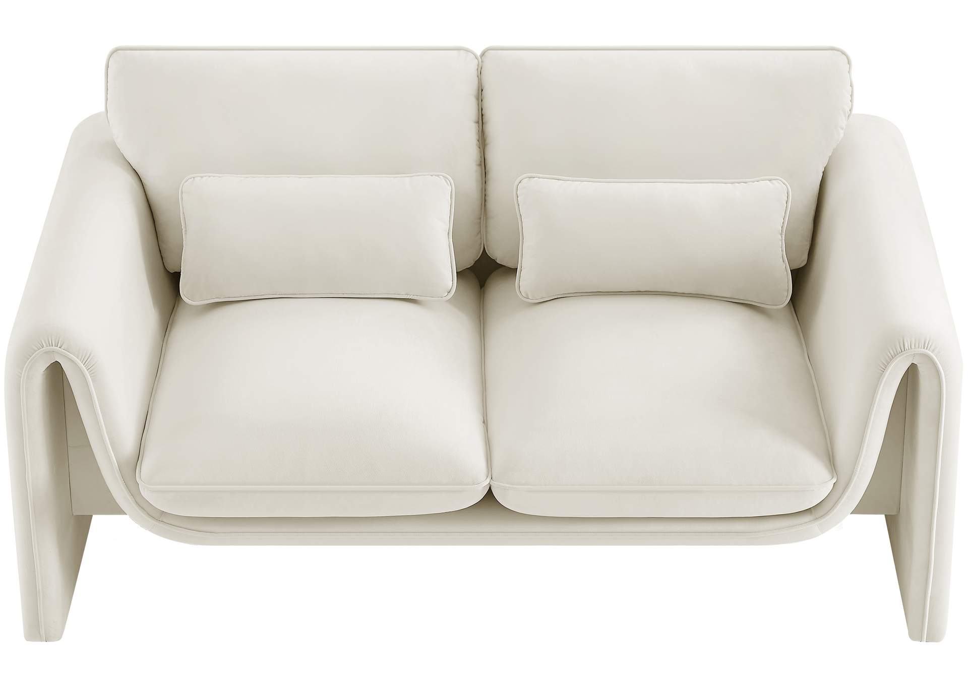 Sloan Cream Velvet Fabric Loveseat,Meridian Furniture
