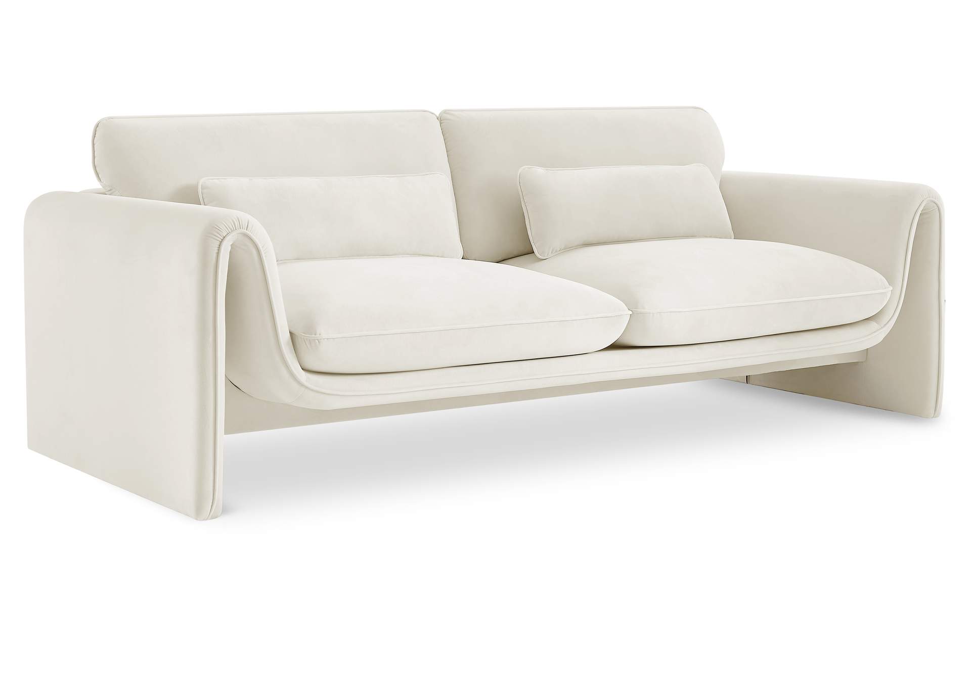 Sloan Cream Velvet Fabric Sofa,Meridian Furniture
