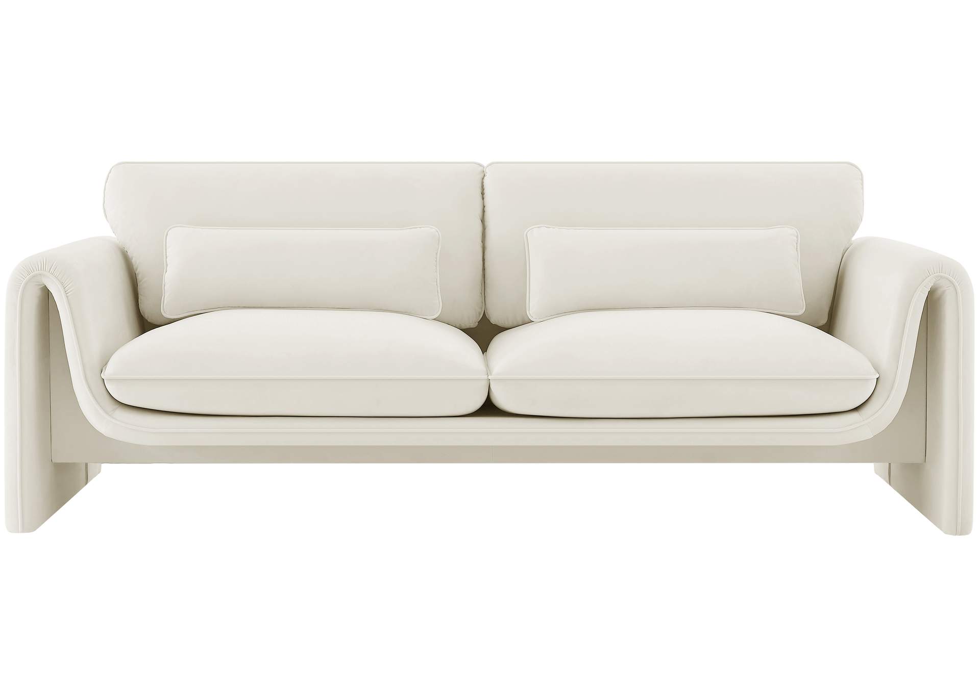 Sloan Cream Velvet Fabric Sofa,Meridian Furniture