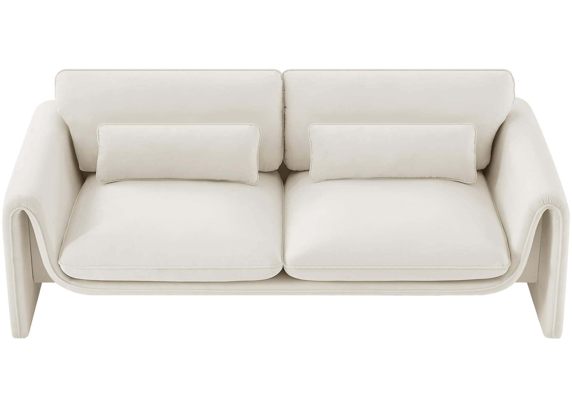Sloan Cream Velvet Fabric Sofa,Meridian Furniture