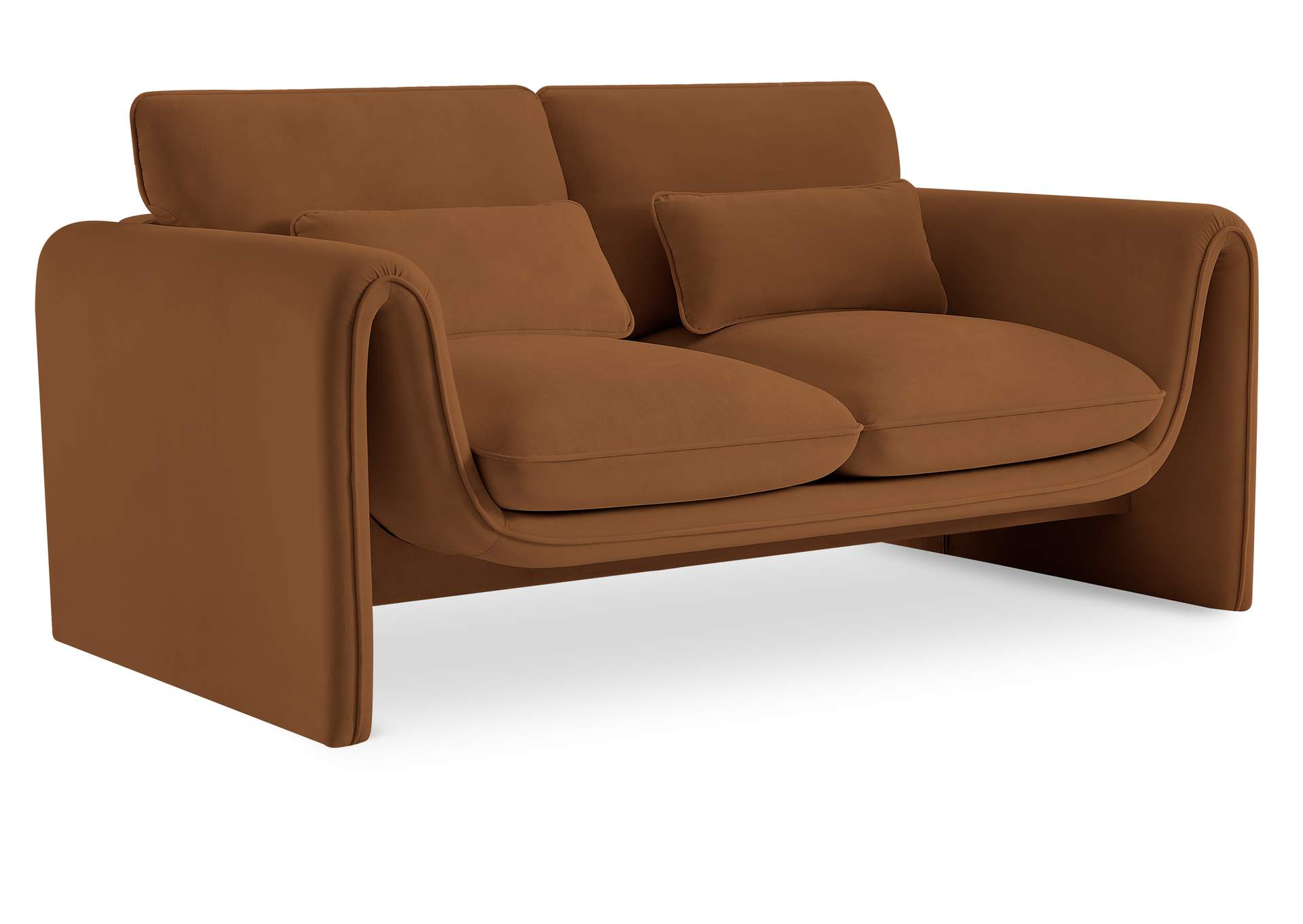 Sloan Saddle Velvet Fabric Loveseat,Meridian Furniture