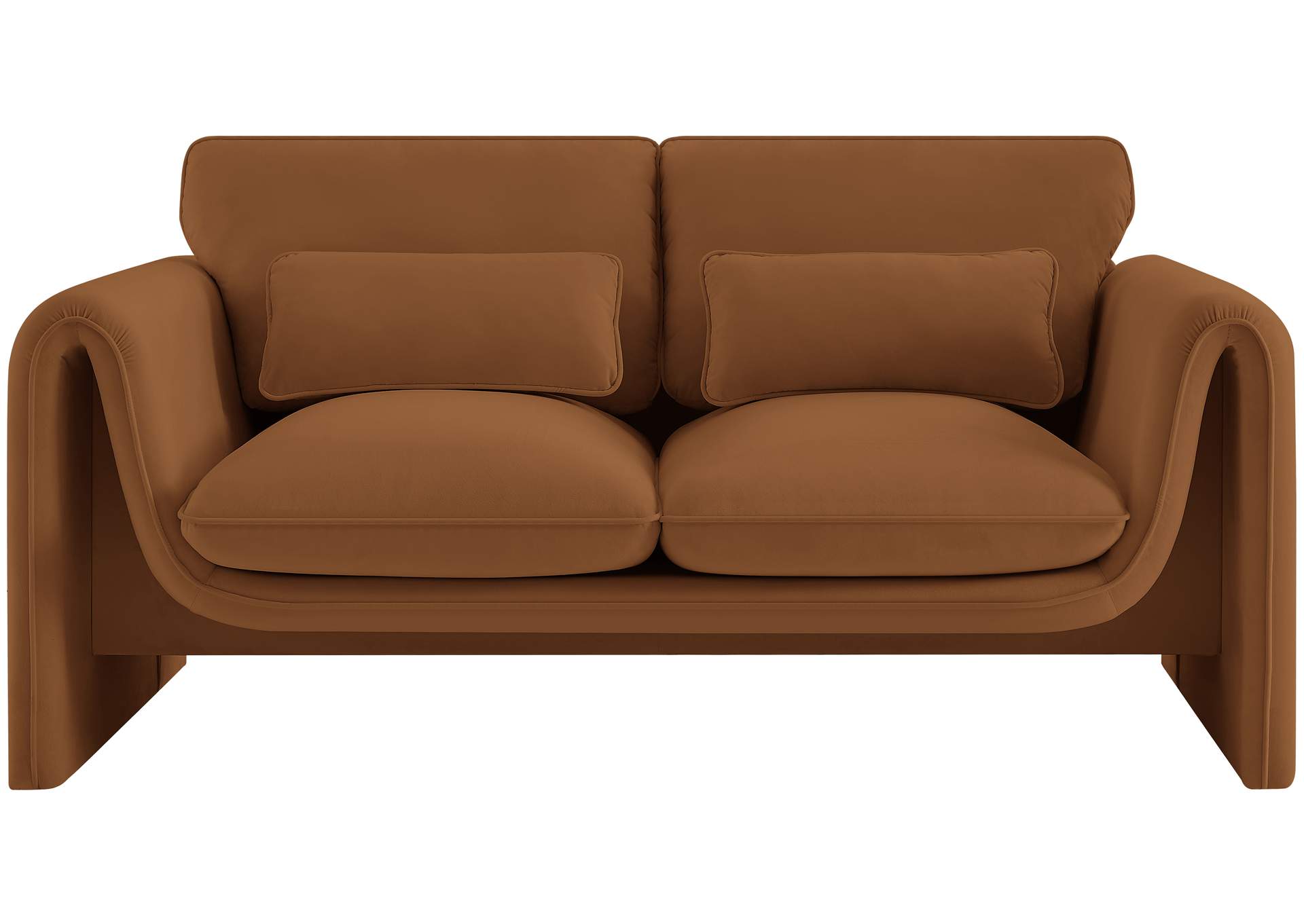 Sloan Saddle Velvet Fabric Loveseat,Meridian Furniture