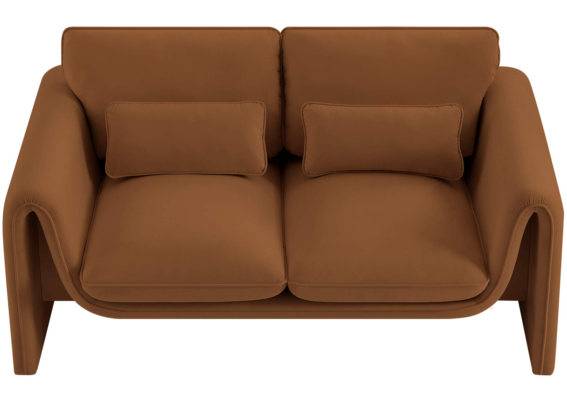 Sloan Saddle Velvet Fabric Loveseat,Meridian Furniture