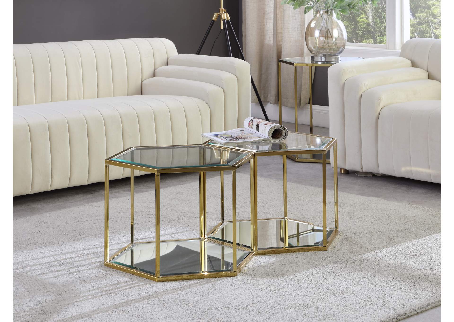 Sei Brushed Gold Coffee Table,Meridian Furniture