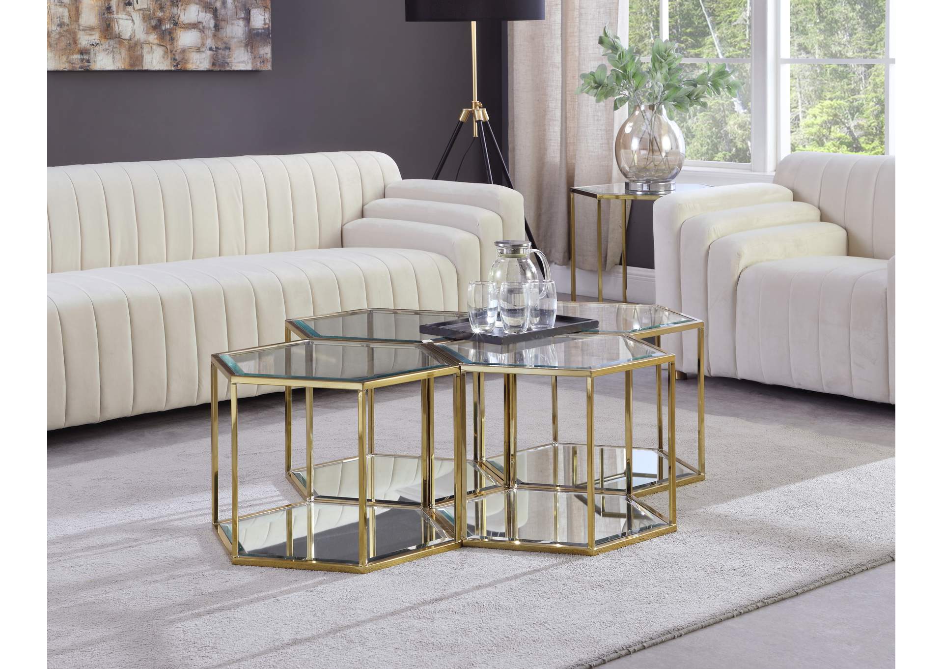 Sei Brushed Gold Coffee Table,Meridian Furniture