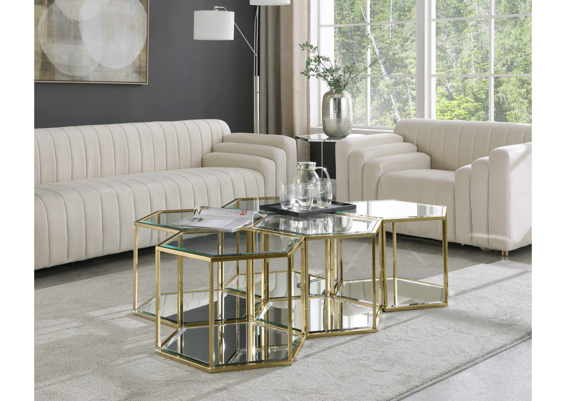 Sei Brushed Gold Coffee Table,Meridian Furniture