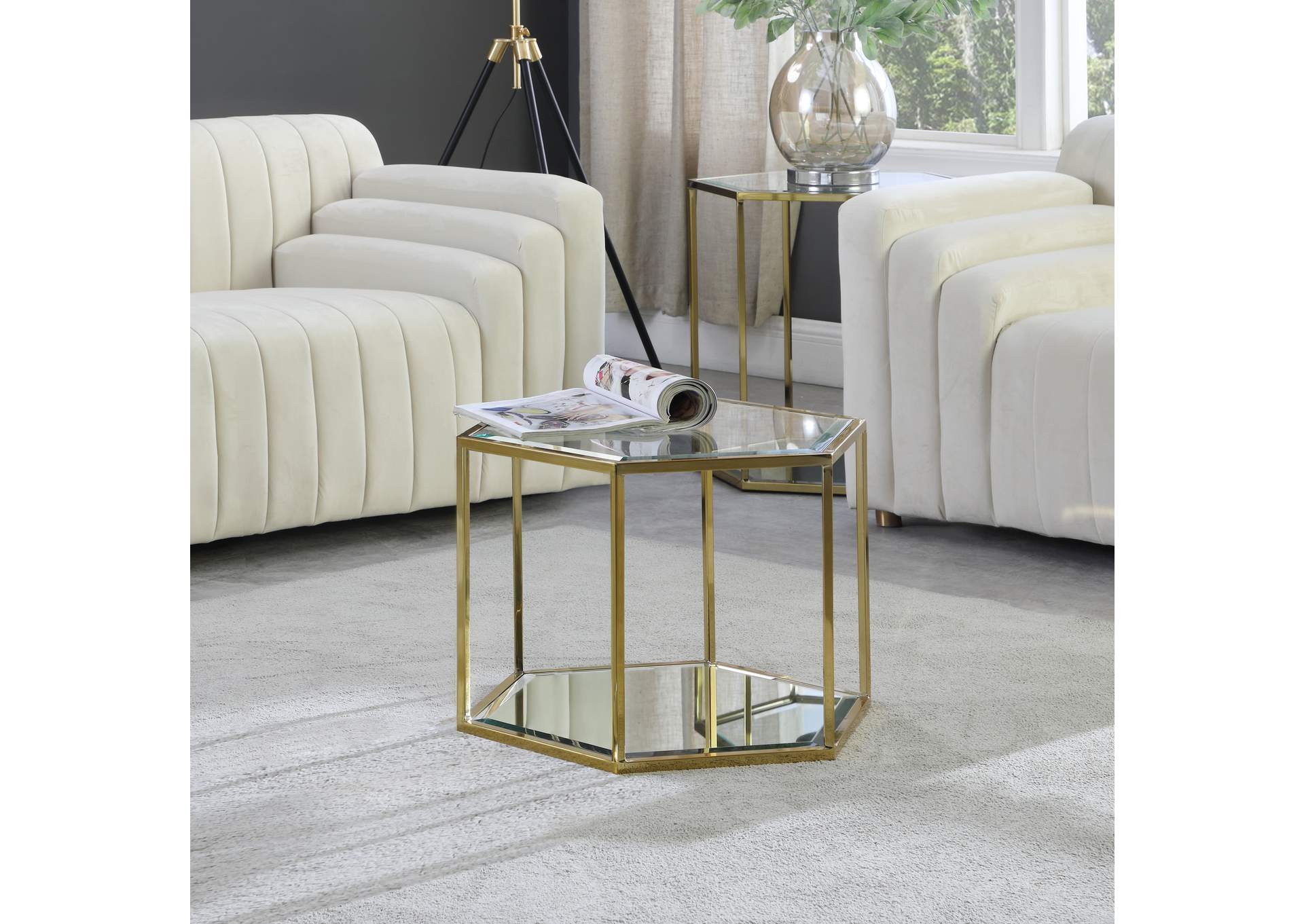 Sei Brushed Gold Coffee Table,Meridian Furniture