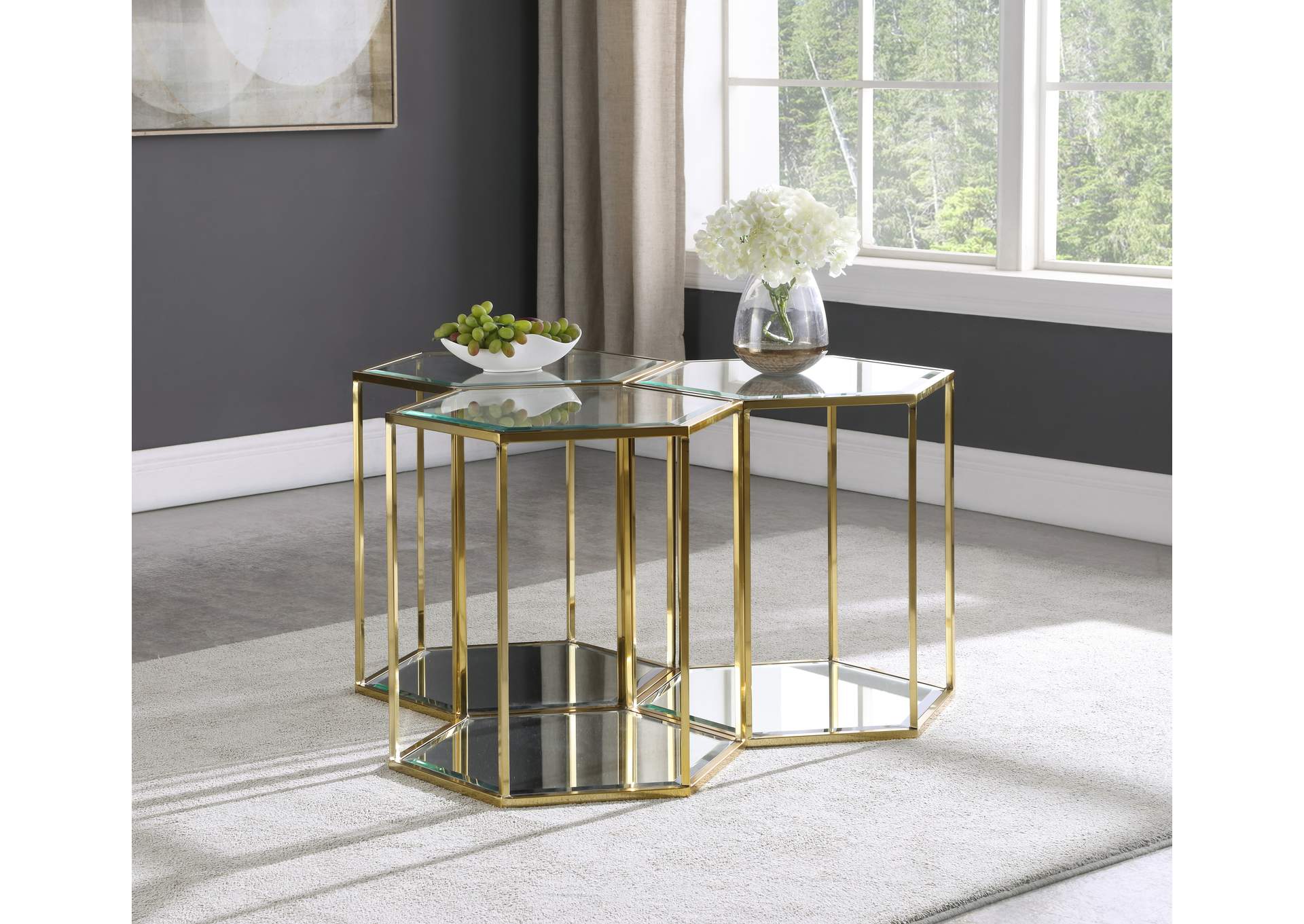 Sei Brushed Gold End Table,Meridian Furniture