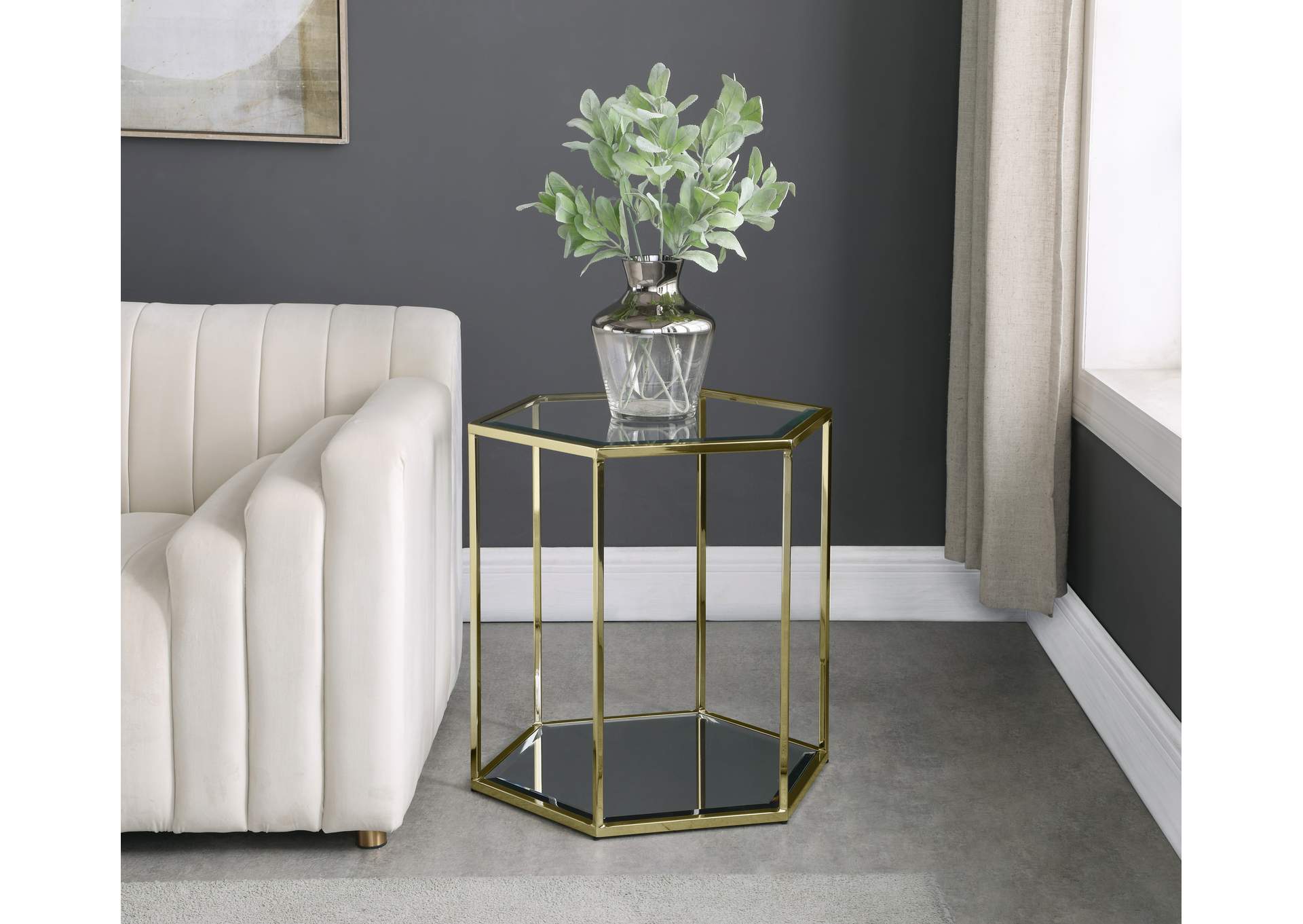 Sei Brushed Gold End Table,Meridian Furniture