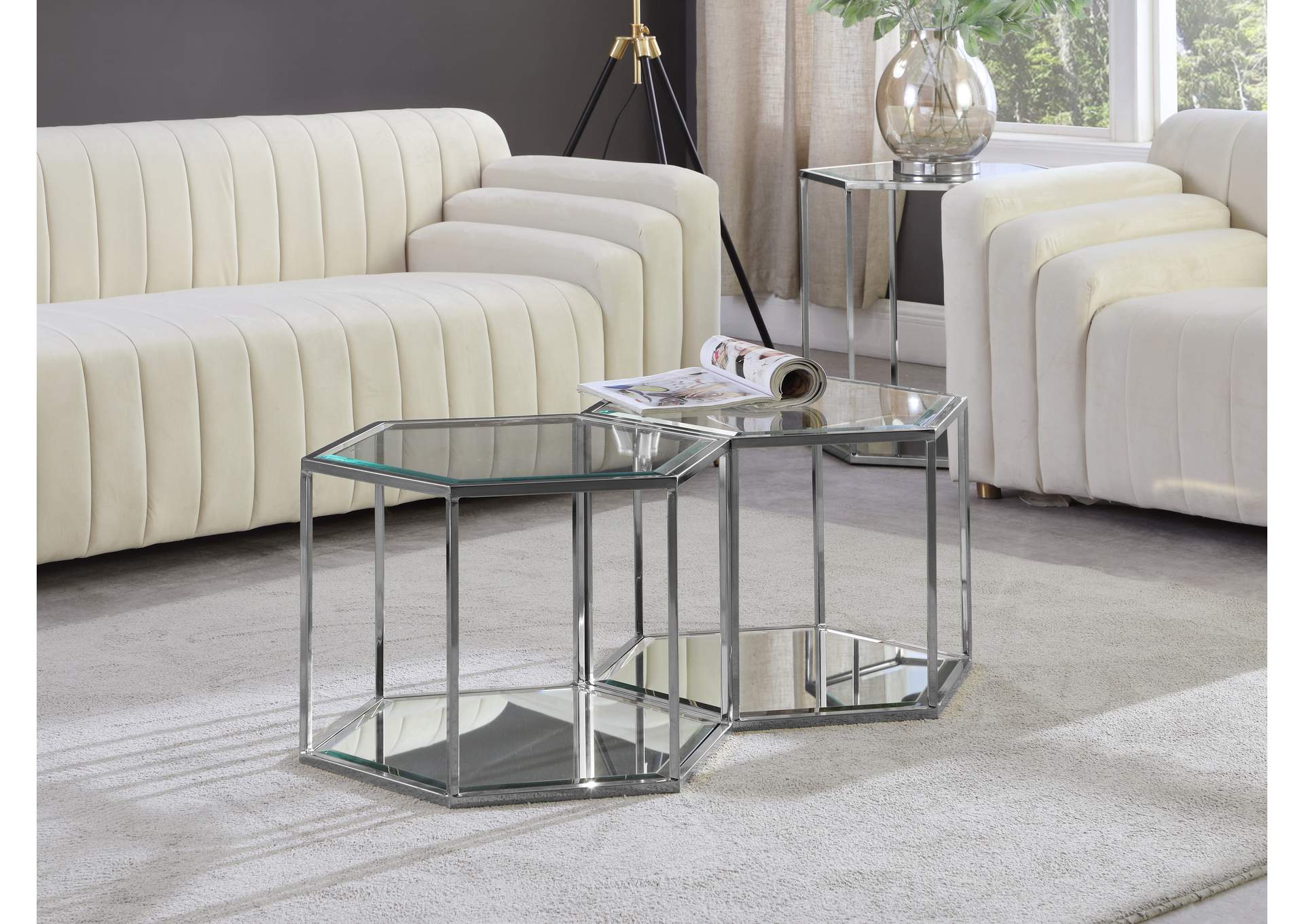 Sei Chrome Coffee Table,Meridian Furniture