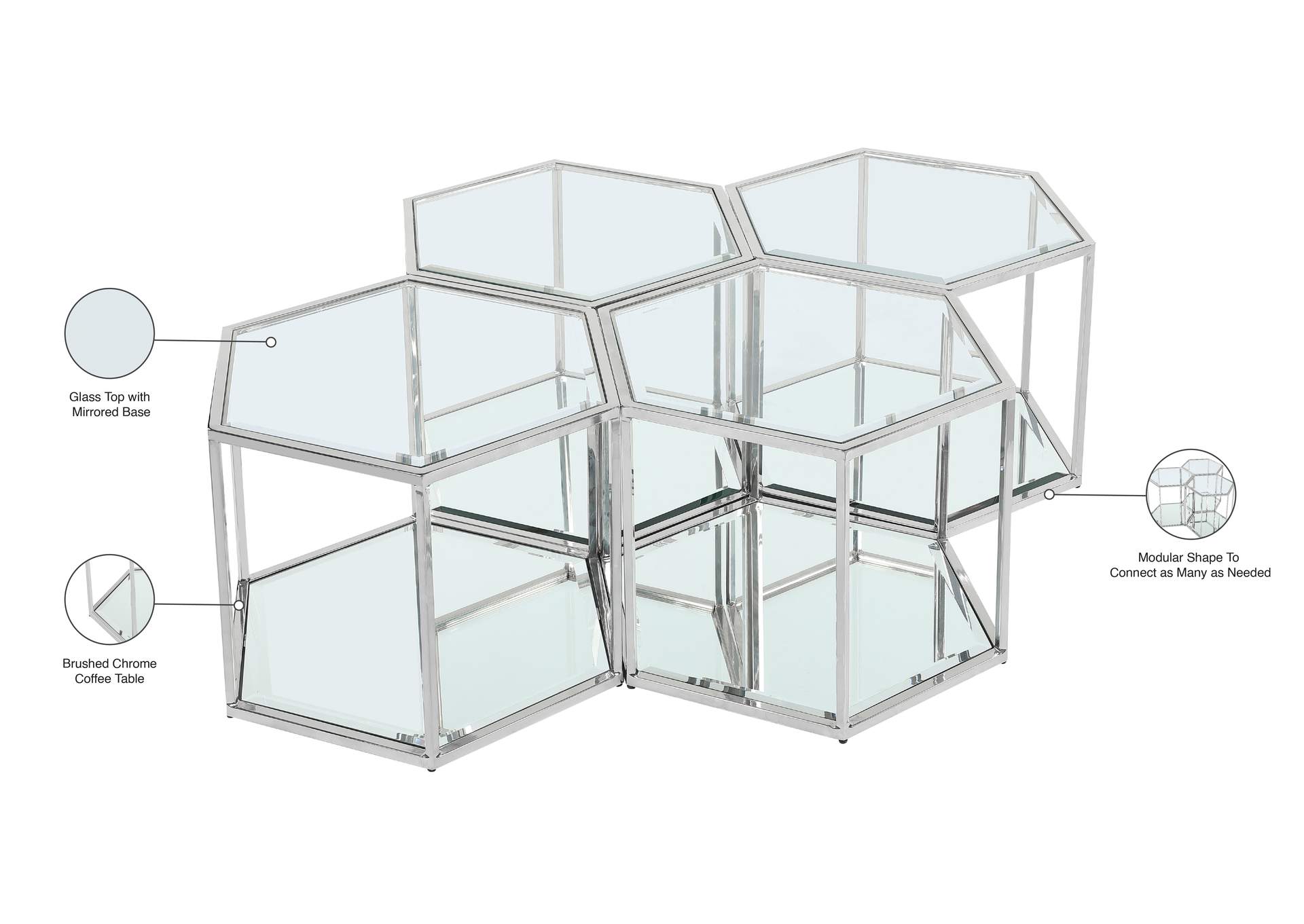 Sei Chrome Coffee Table,Meridian Furniture