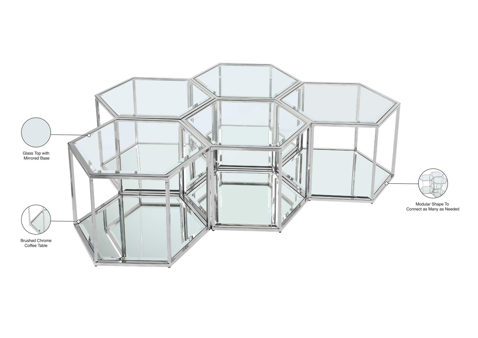 Sei Chrome Coffee Table,Meridian Furniture