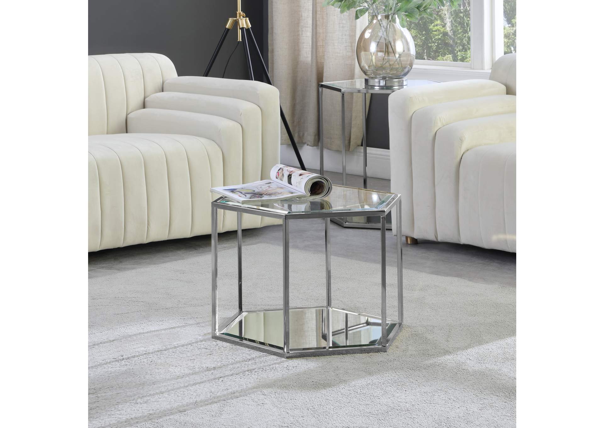 Sei Brushed Chrome Coffee Table,Meridian Furniture