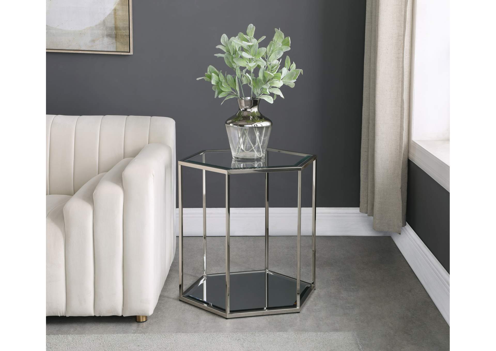 Sei Brushed Chrome End Table,Meridian Furniture