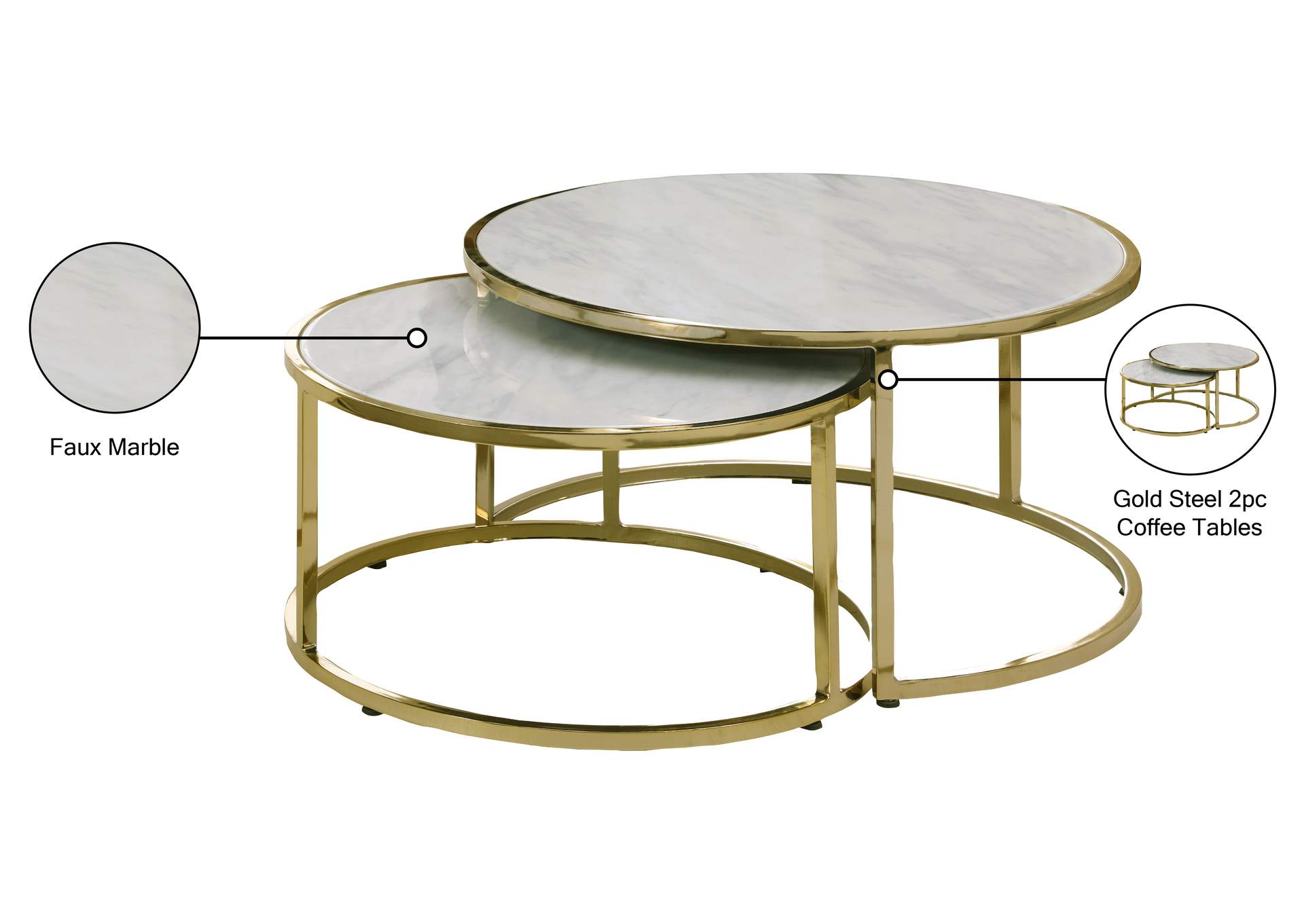 Massimo Gold Coffee Table,Meridian Furniture