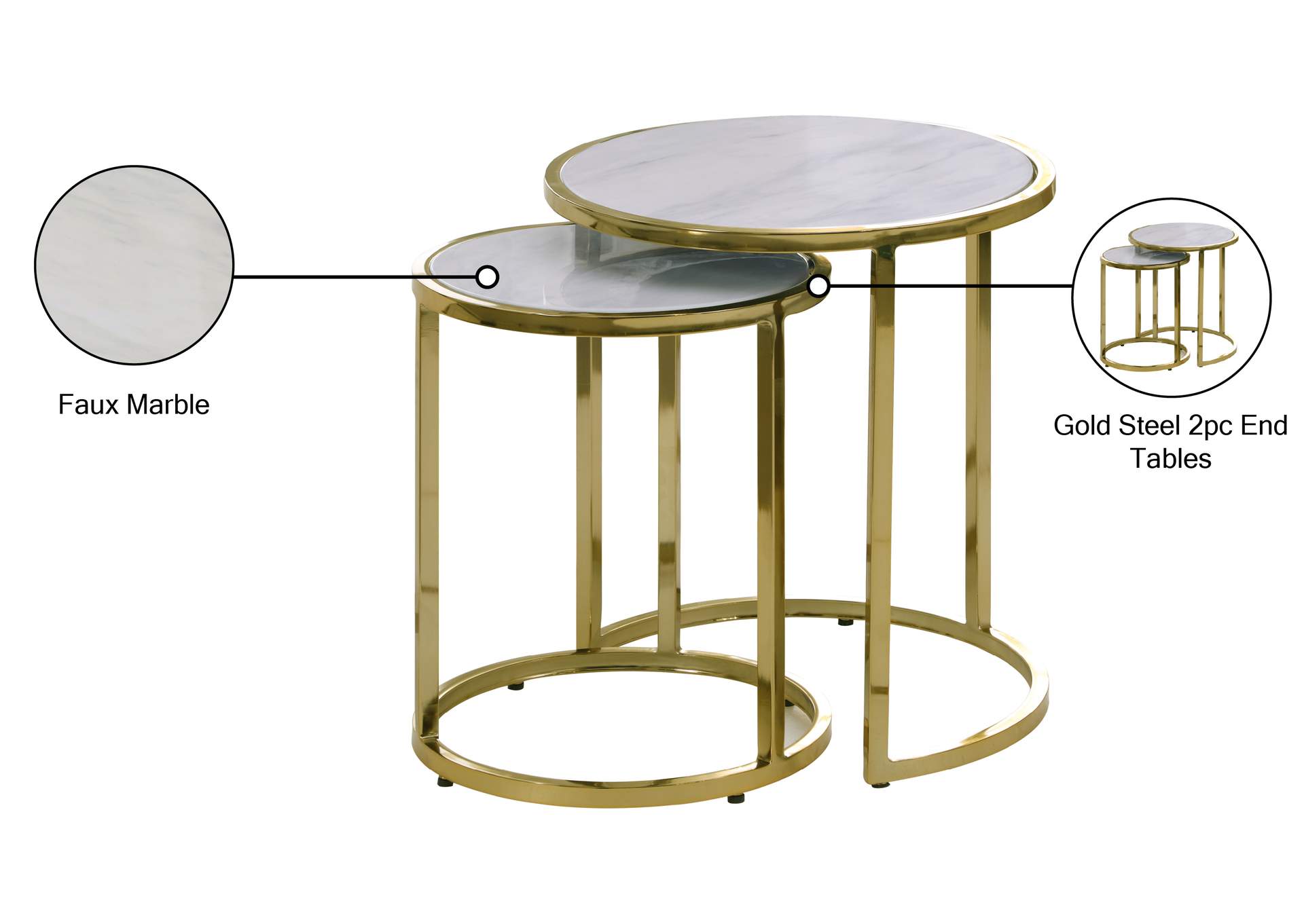 Massimo Gold End Table,Meridian Furniture