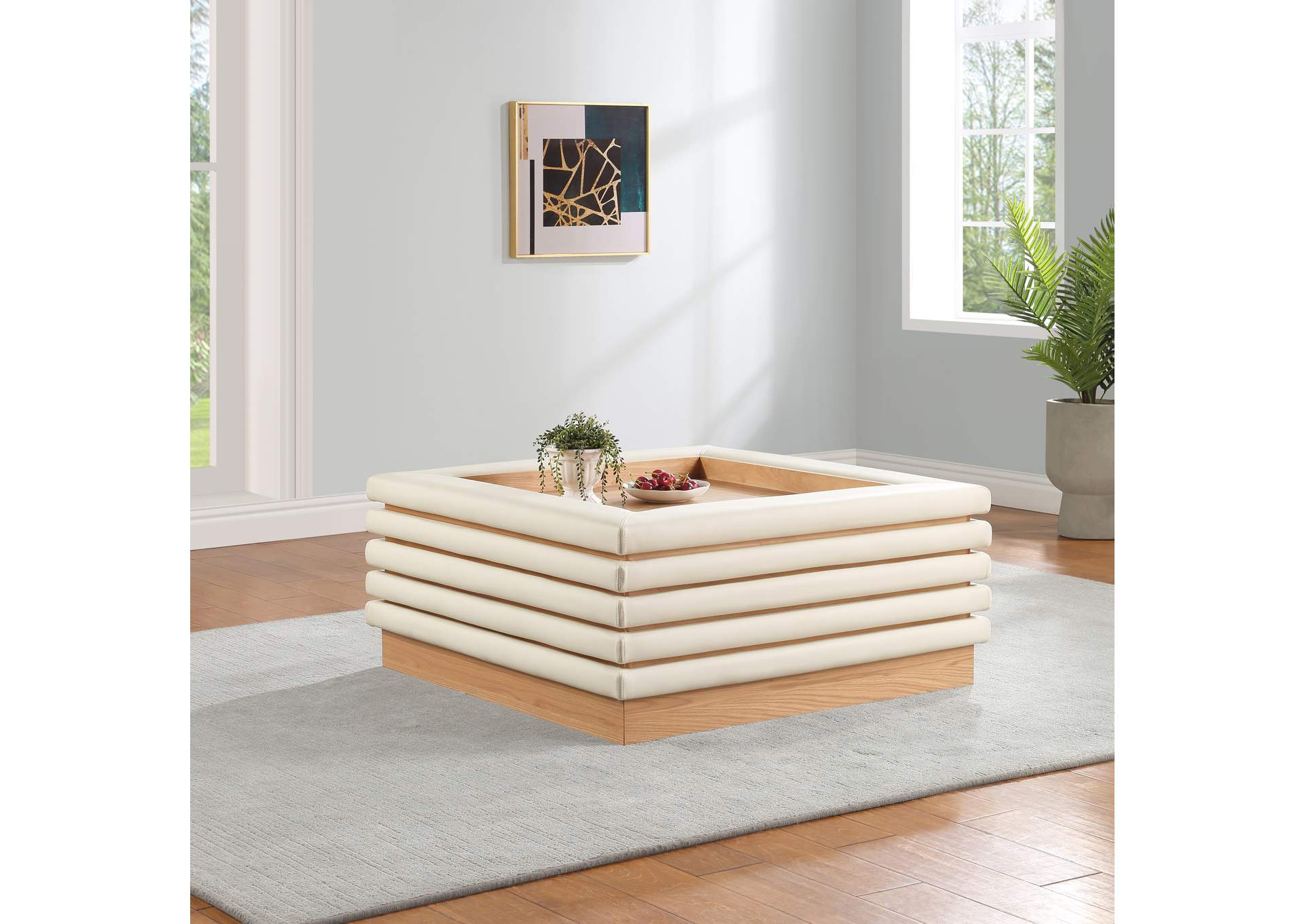 Rory Cream Faux Leather Coffee Table,Meridian Furniture