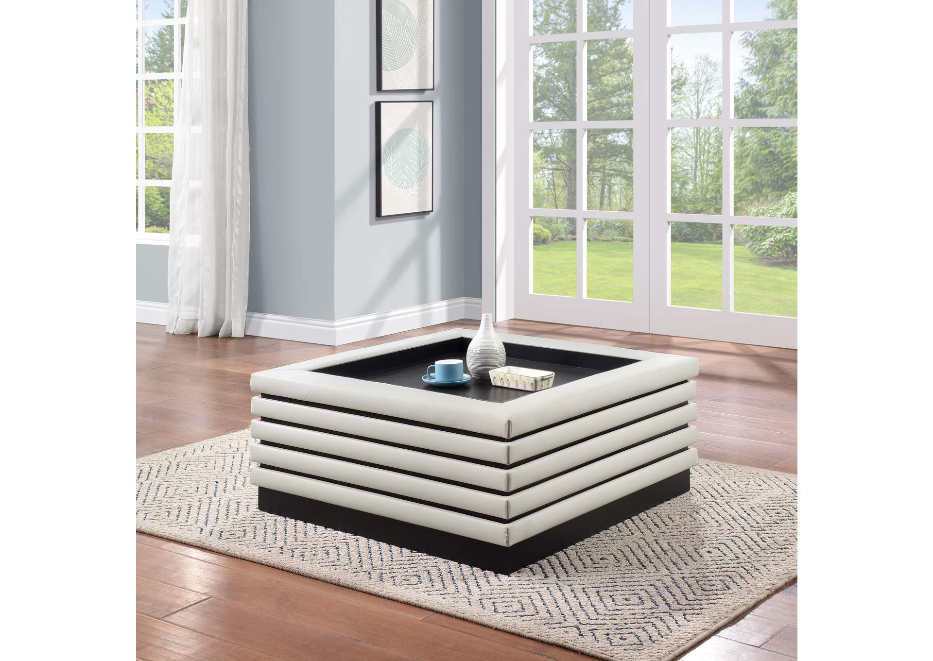 Rory Cream Faux Leather Coffee Table,Meridian Furniture