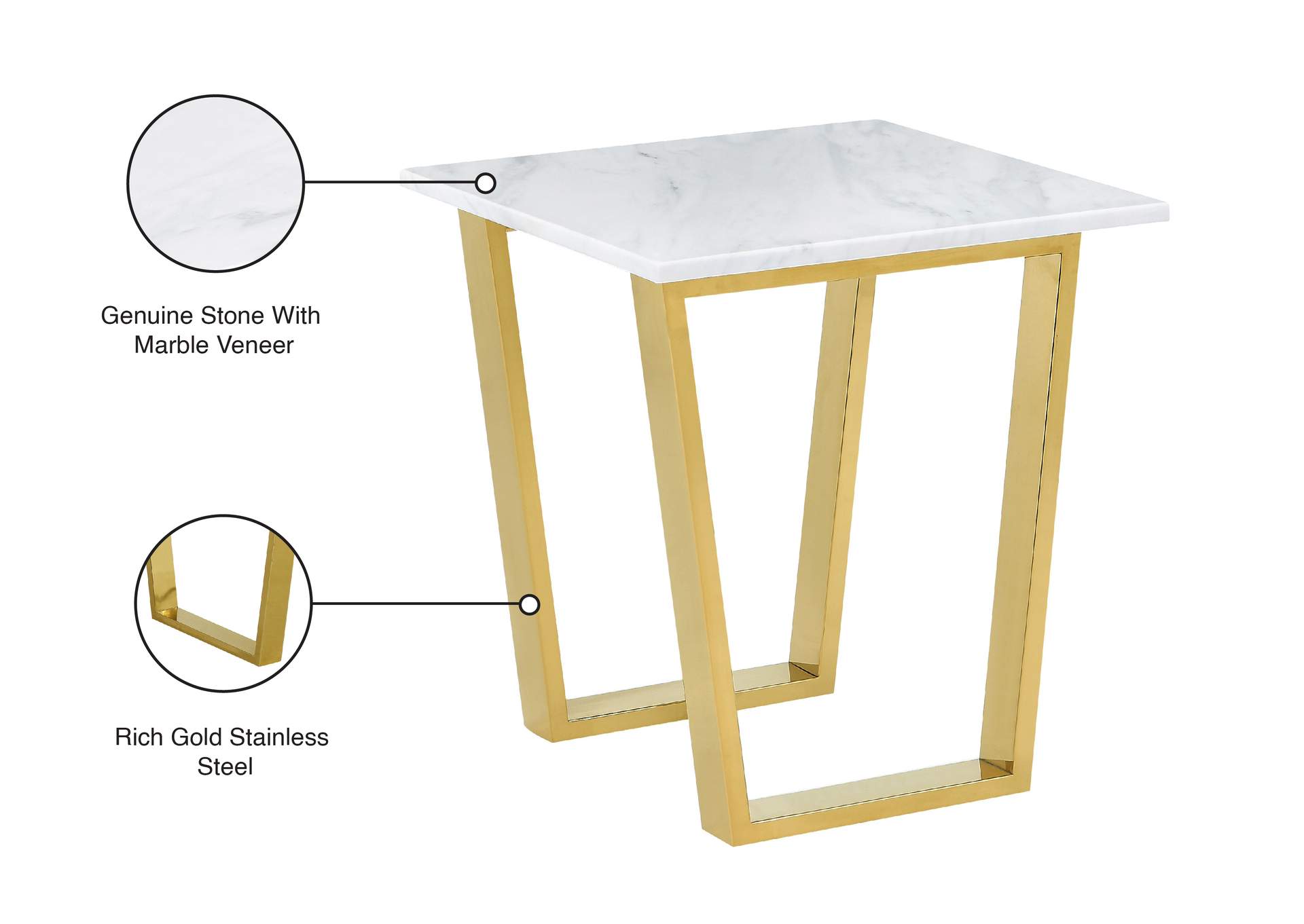 Cameron Gold End Table,Meridian Furniture