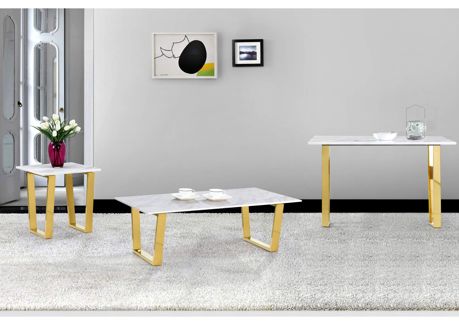 Cameron Gold End Table,Meridian Furniture