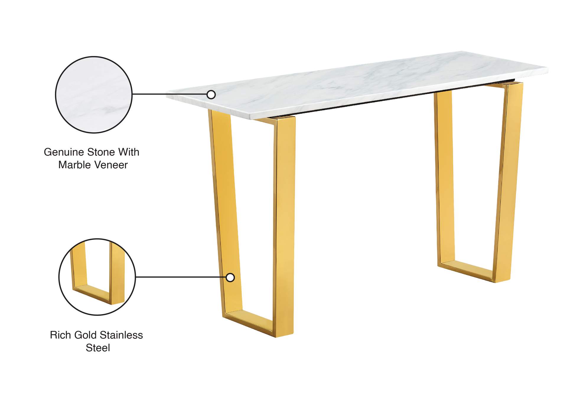 Cameron Gold Console Table,Meridian Furniture