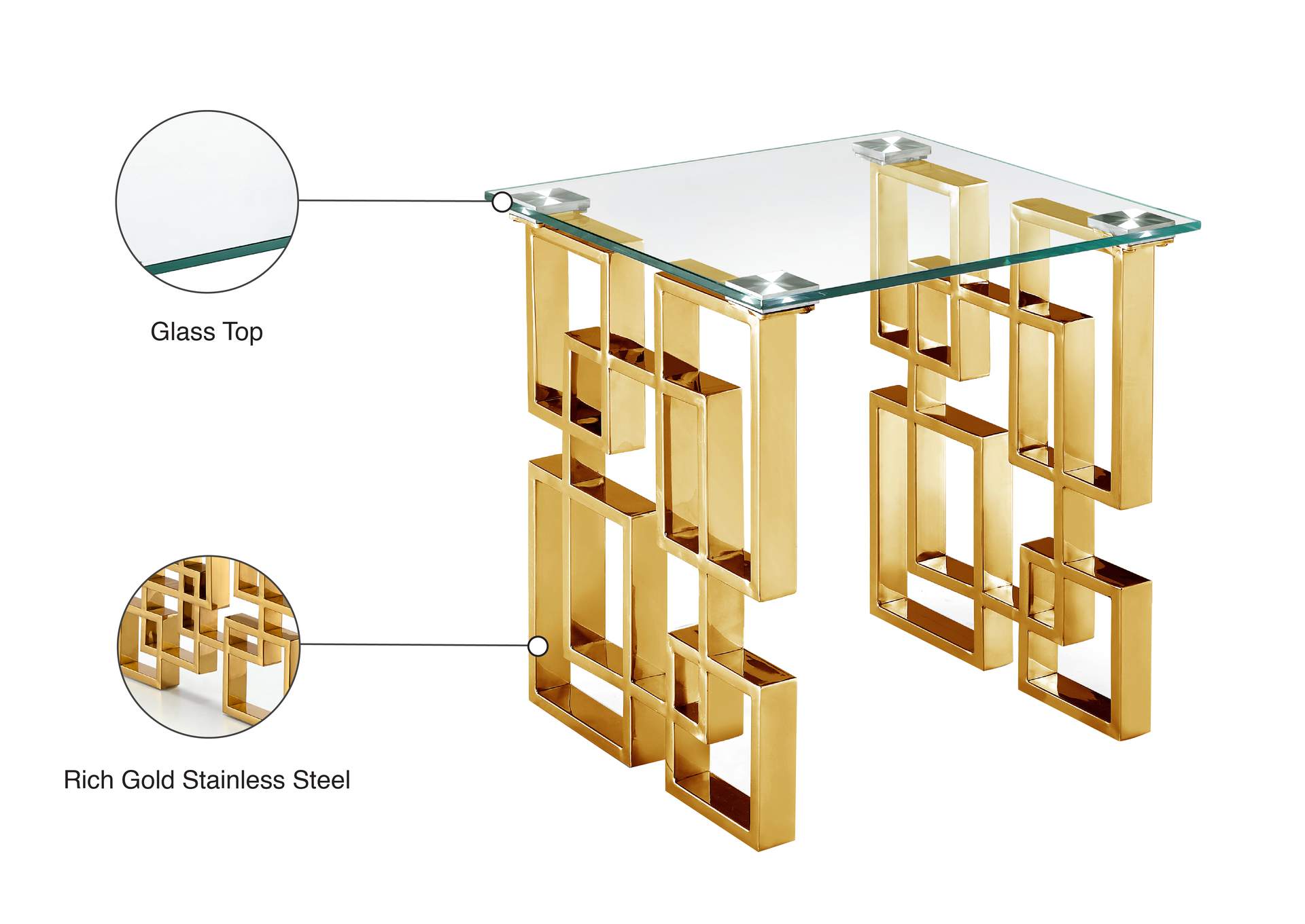 Pierre Gold End Table,Meridian Furniture