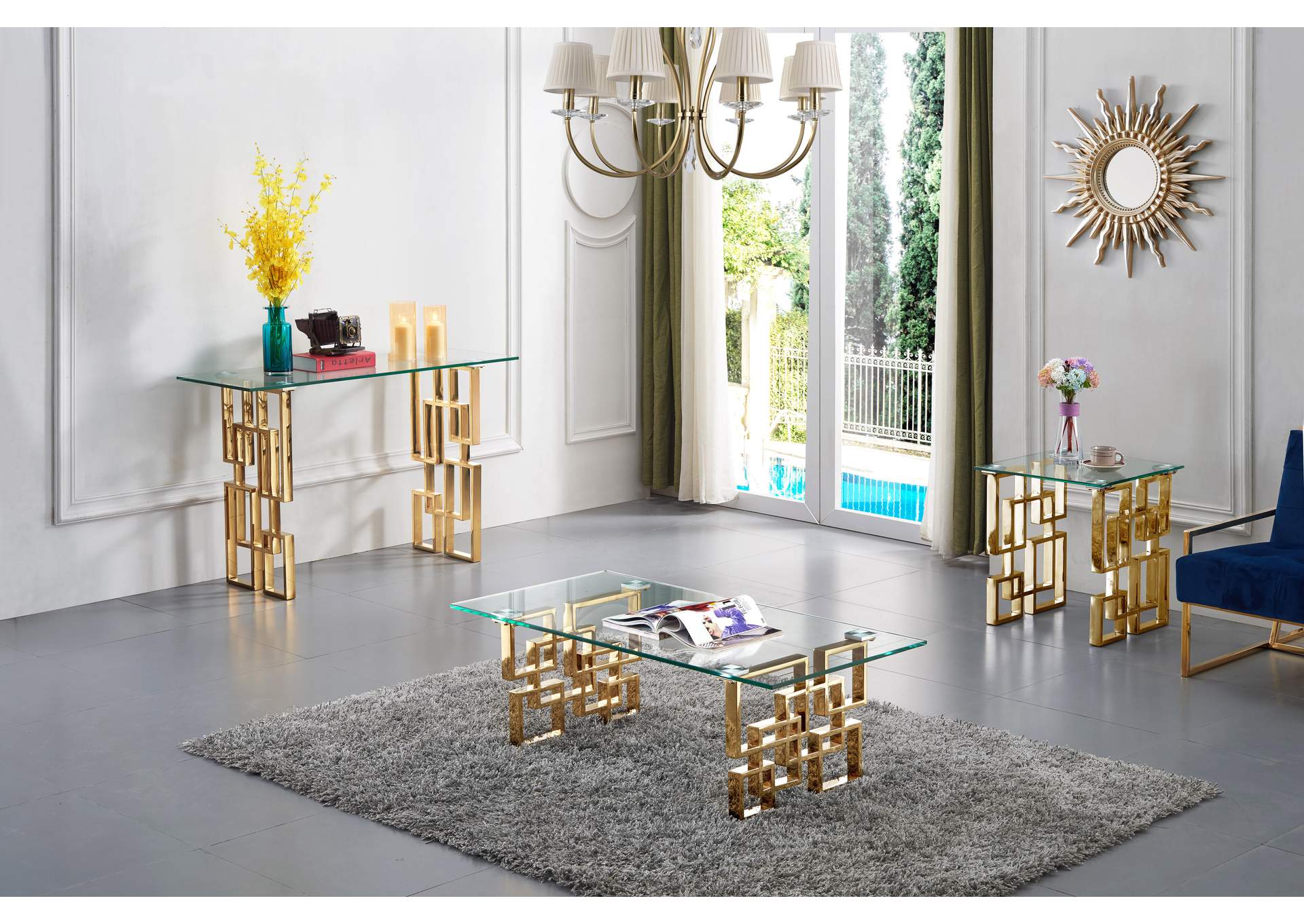 Pierre Gold End Table,Meridian Furniture