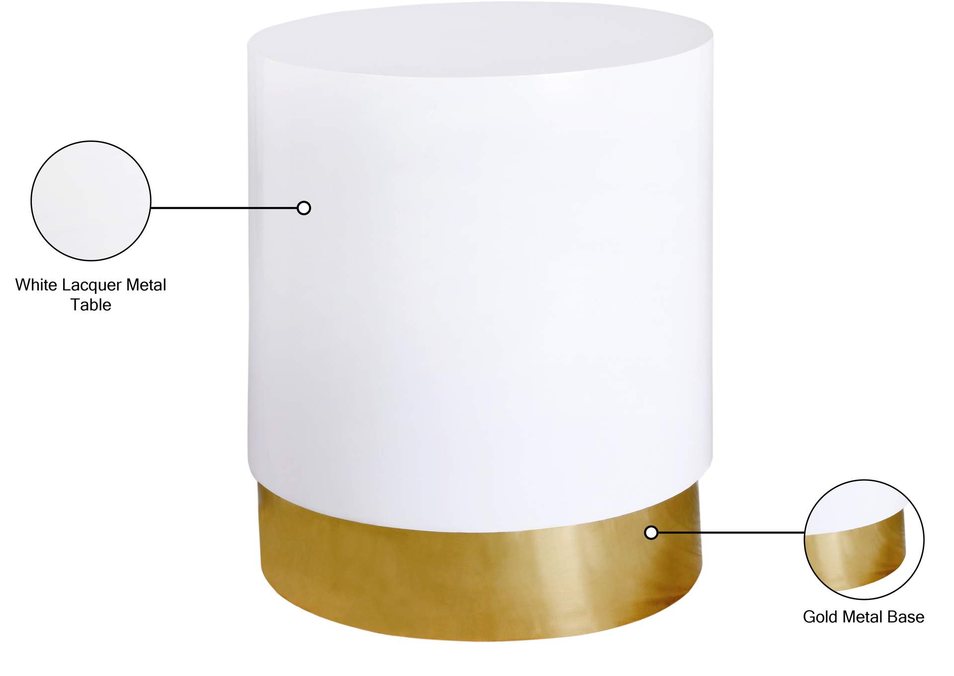 Deco White - Gold End Table,Meridian Furniture