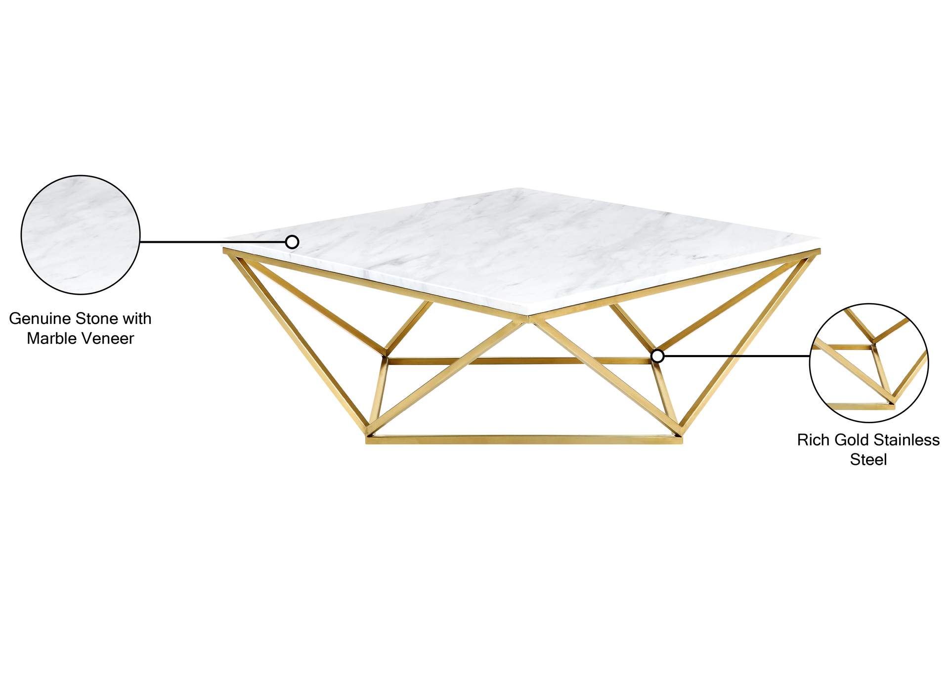 Mason Gold Coffee Table,Meridian Furniture