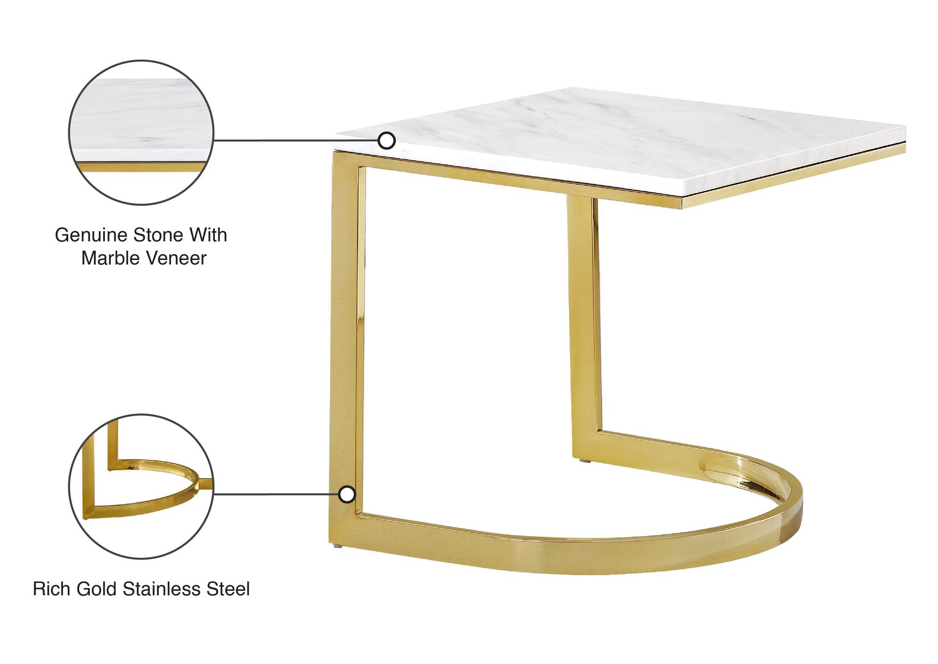 London Gold End Table,Meridian Furniture