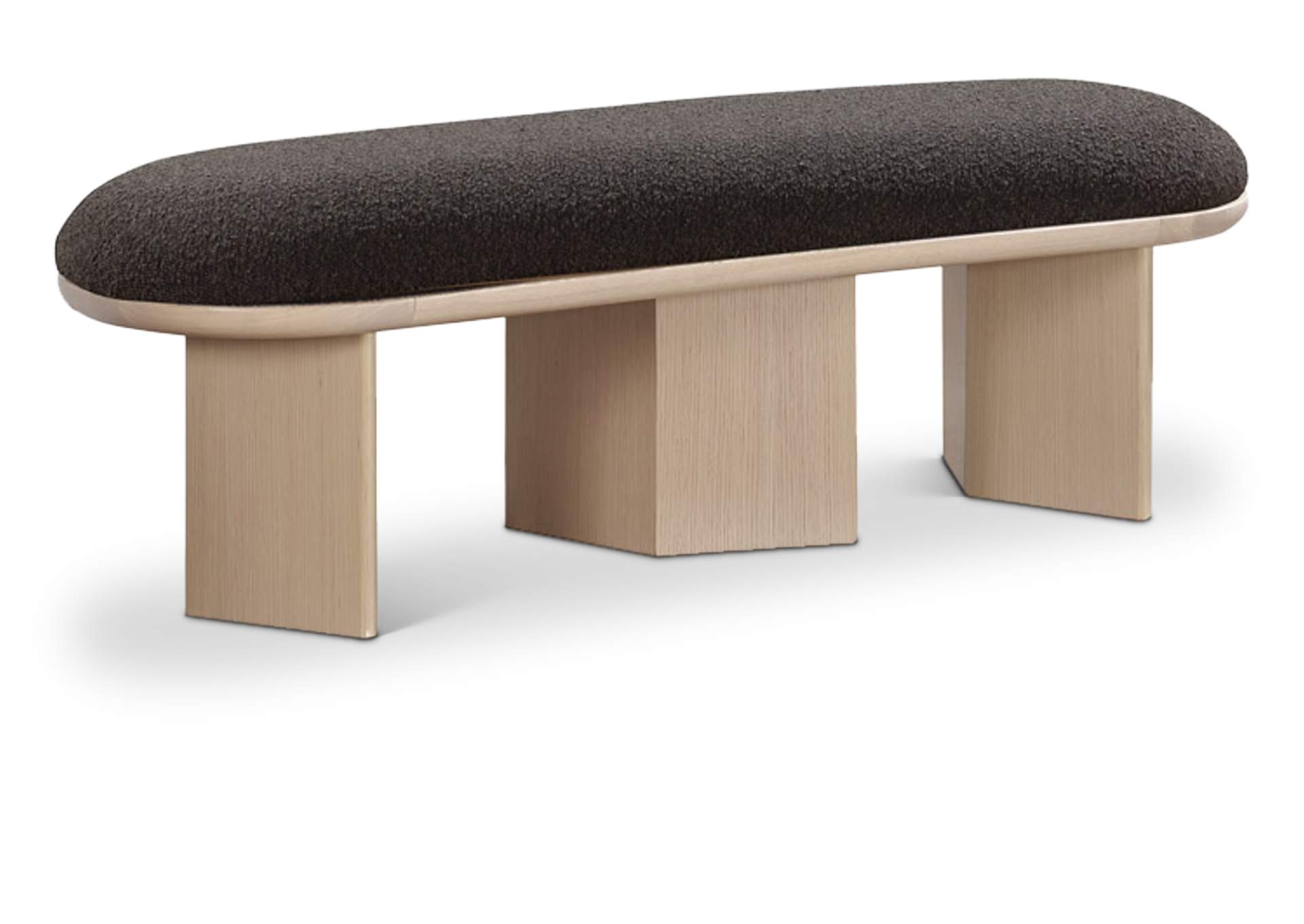 Wilshire Brown Boucle Fabric Bench,Meridian Furniture