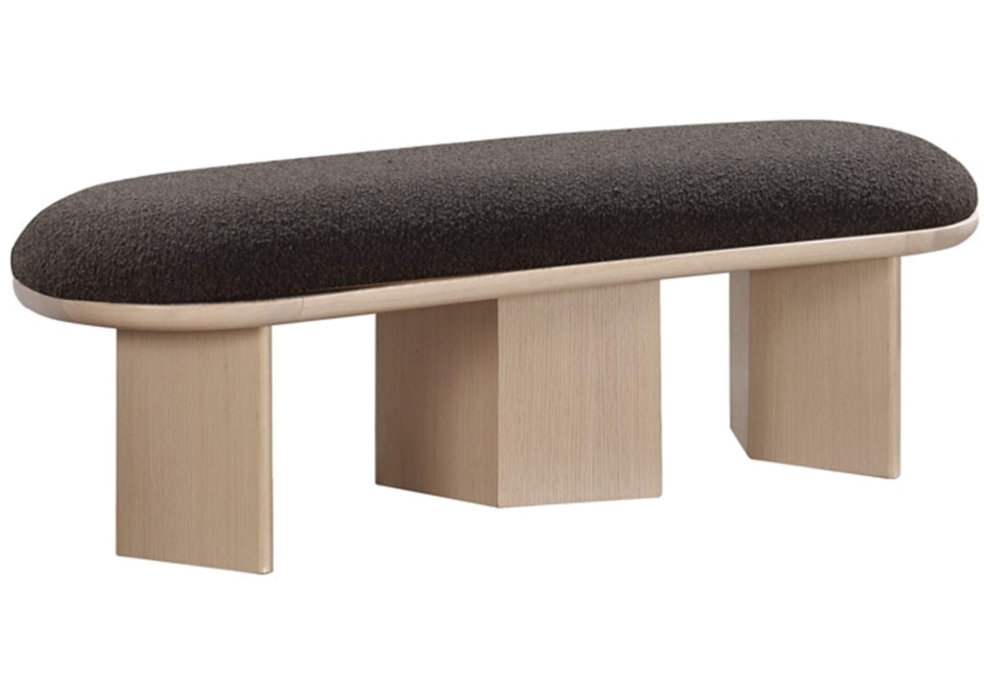 Wilshire Brown Boucle Fabric Bench,Meridian Furniture