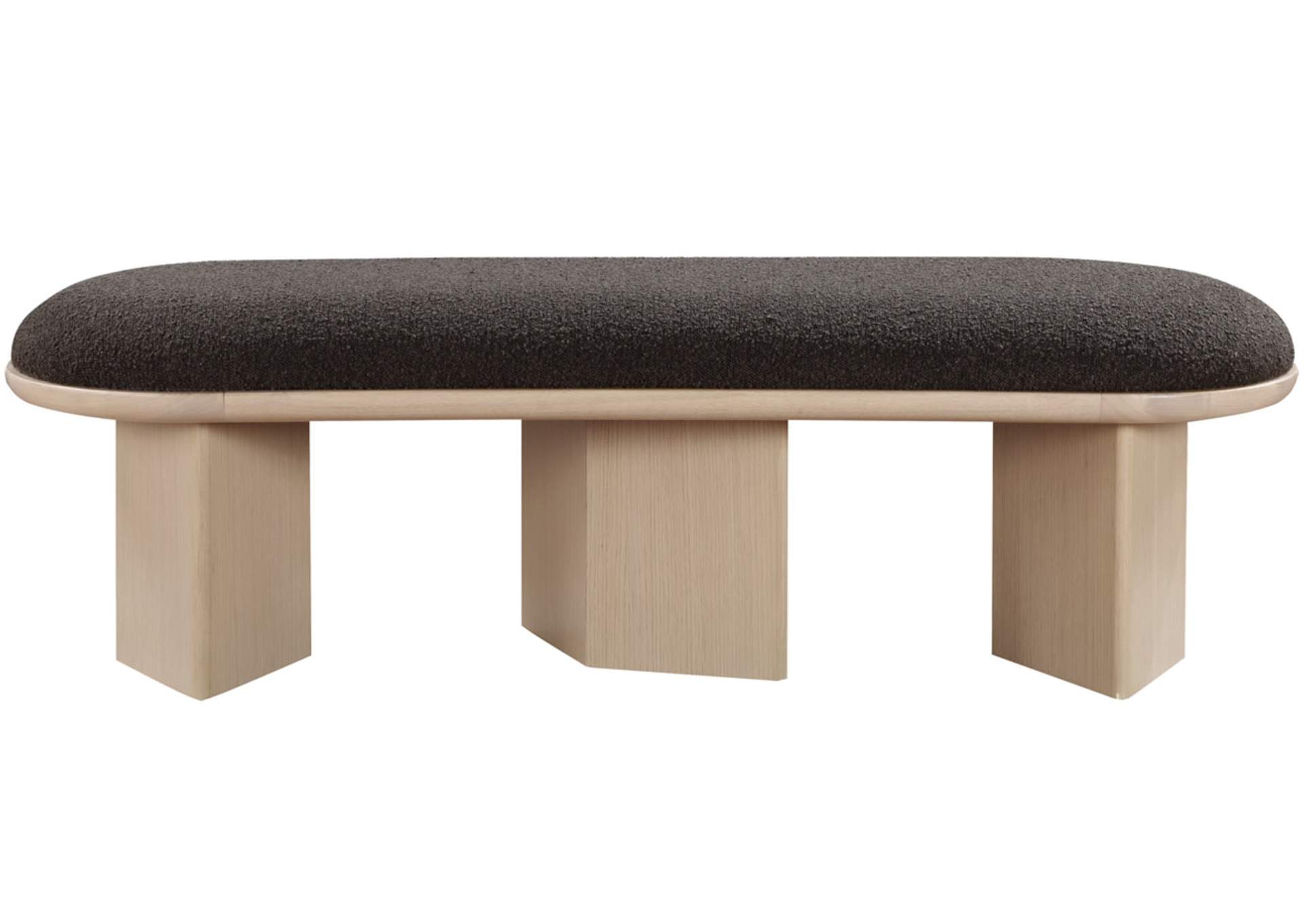 Wilshire Brown Boucle Fabric Bench,Meridian Furniture