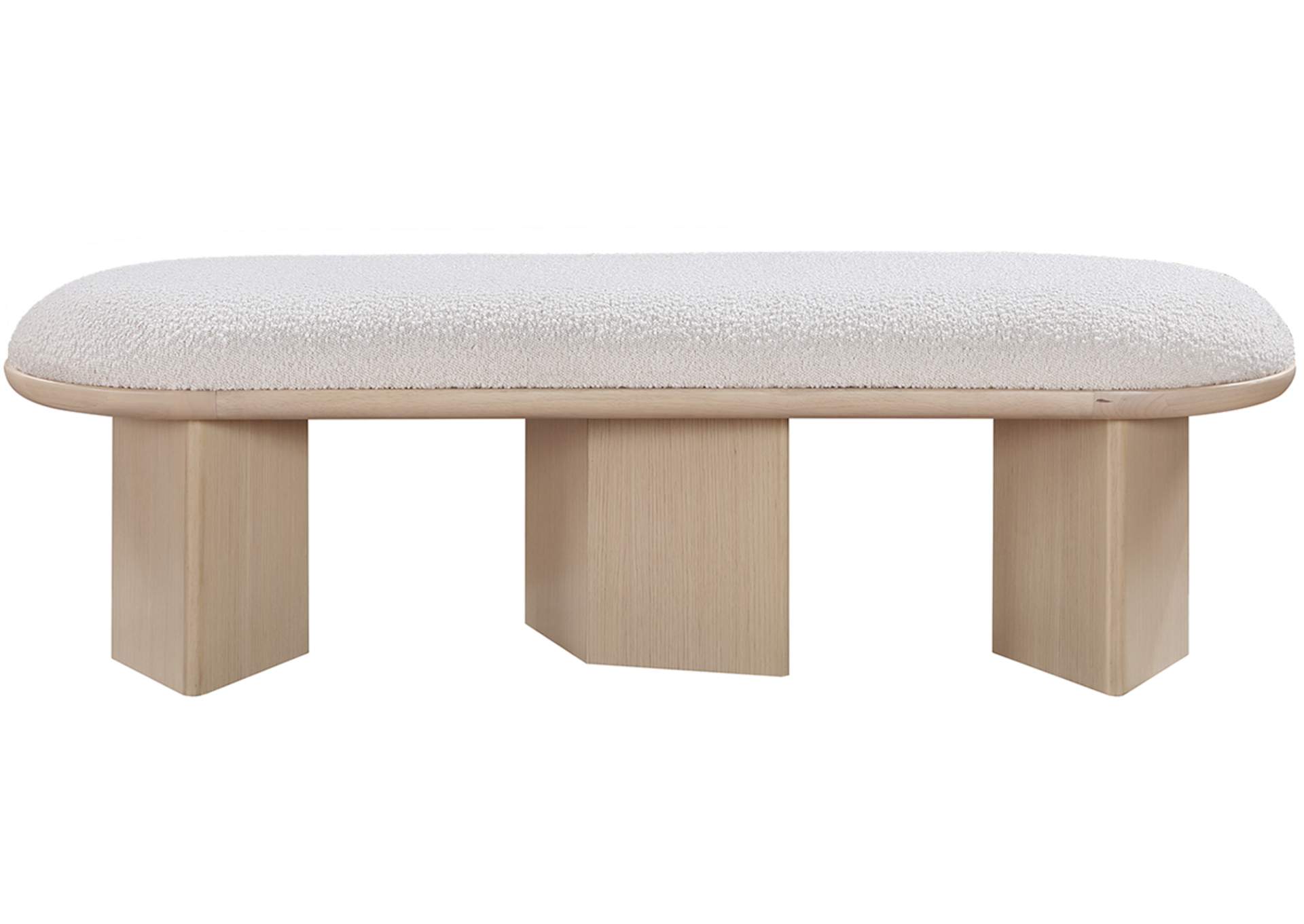 Wilshire Cream Boucle Fabric Bench,Meridian Furniture