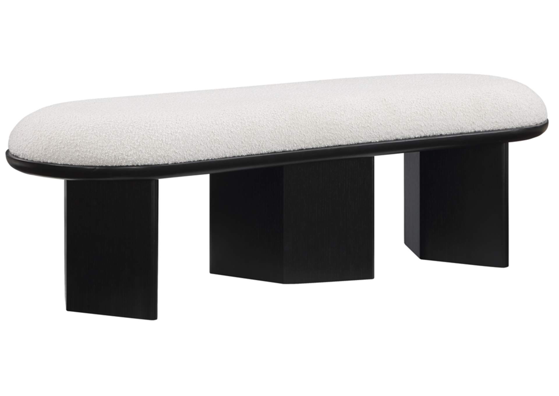 Wilshire Cream Boucle Fabric Bench,Meridian Furniture