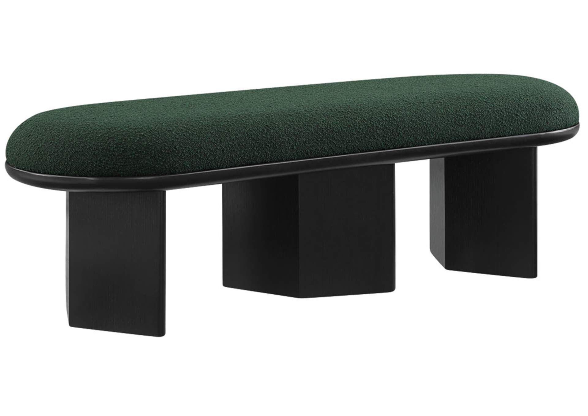 Wilshire Green Boucle Fabric Bench,Meridian Furniture