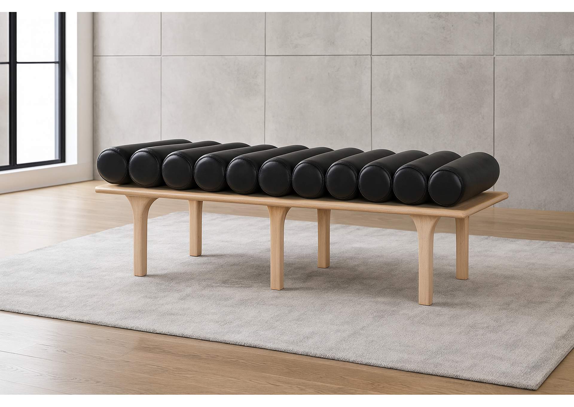 Landon Black Faux Leather Bench,Meridian Furniture