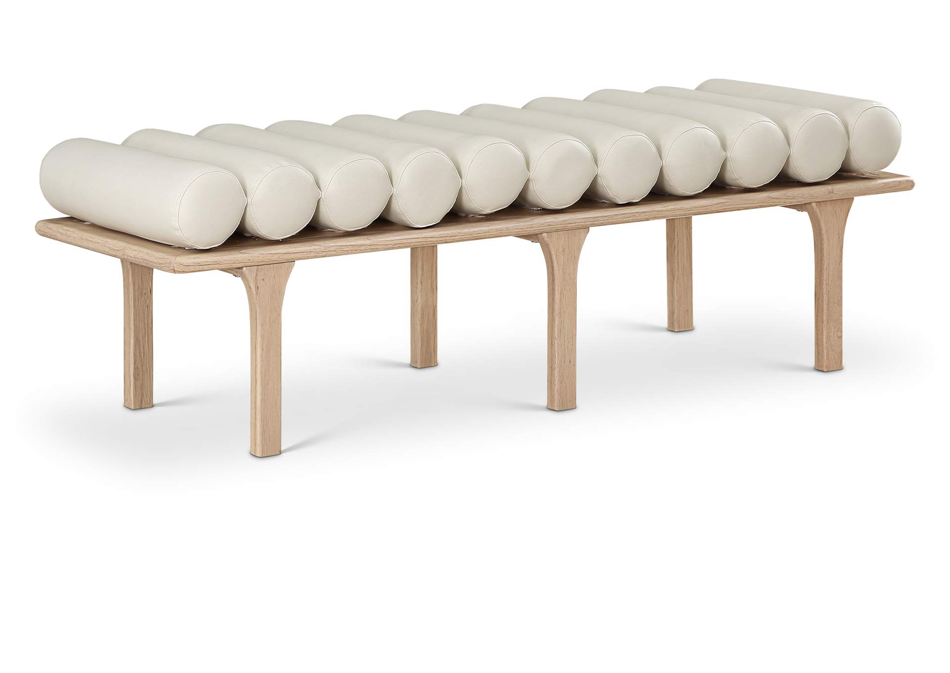 Landon Cream Faux Leather Bench,Meridian Furniture