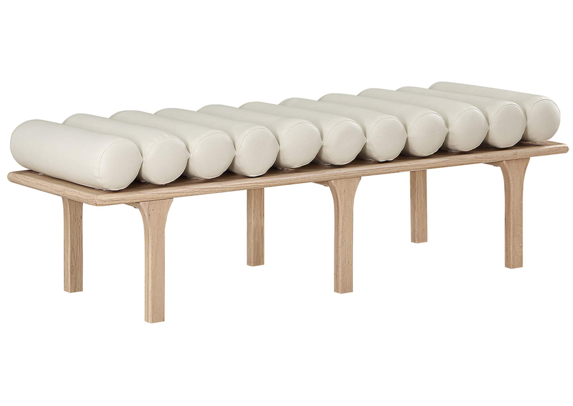 Landon Cream Faux Leather Bench,Meridian Furniture