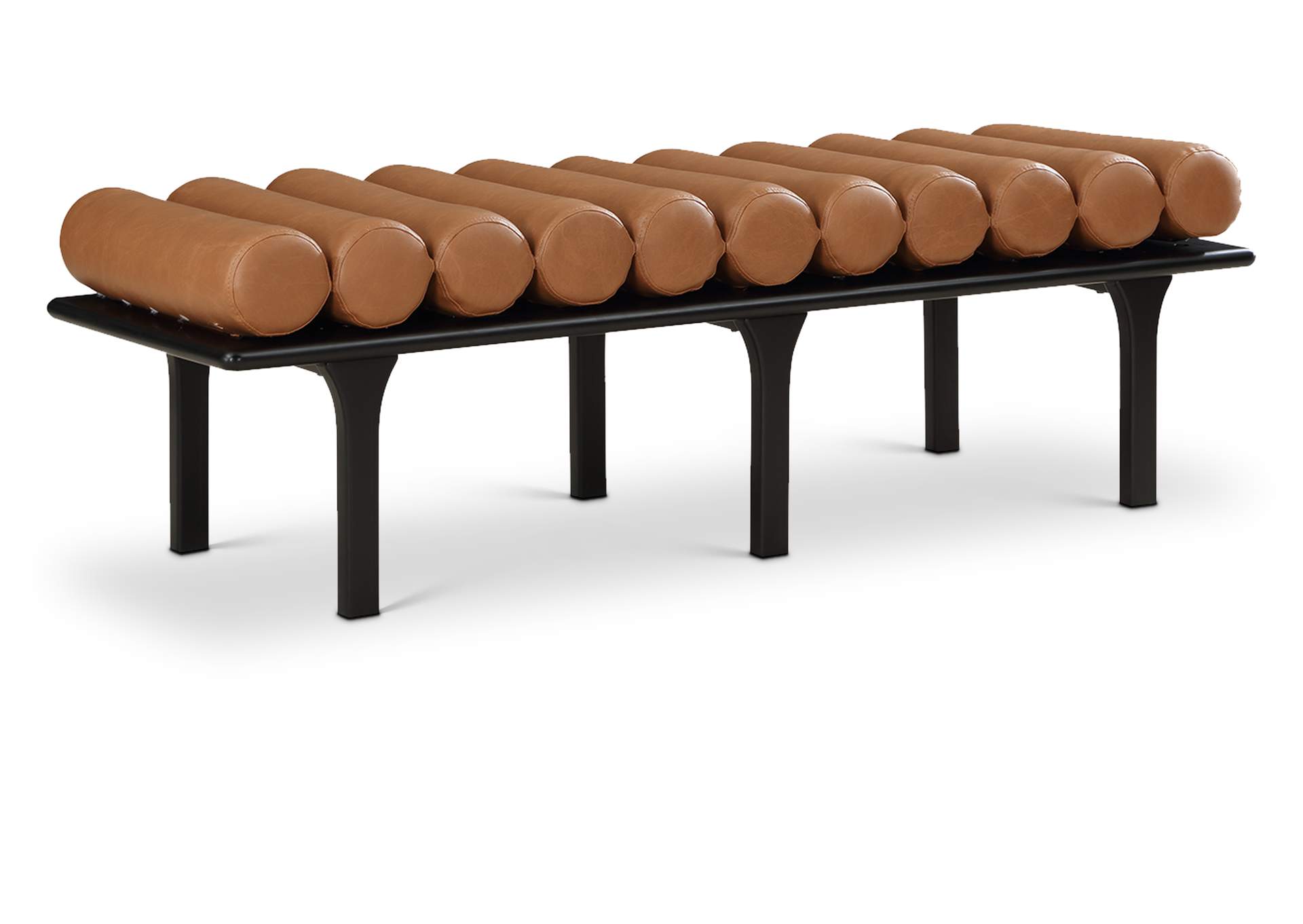 Landon Cognac Faux Leather Bench,Meridian Furniture