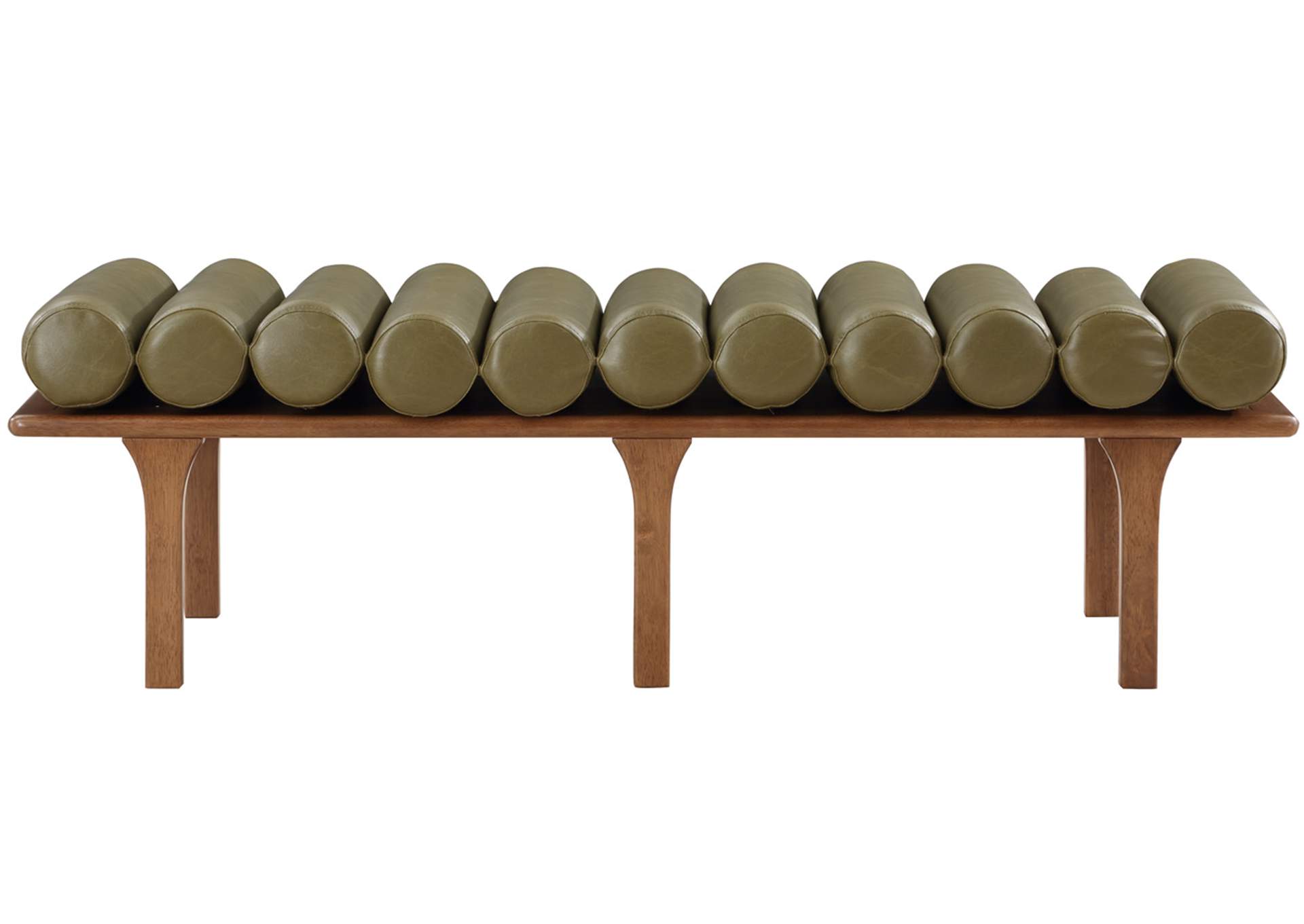 Landon Olive Green Faux Leather Bench,Meridian Furniture