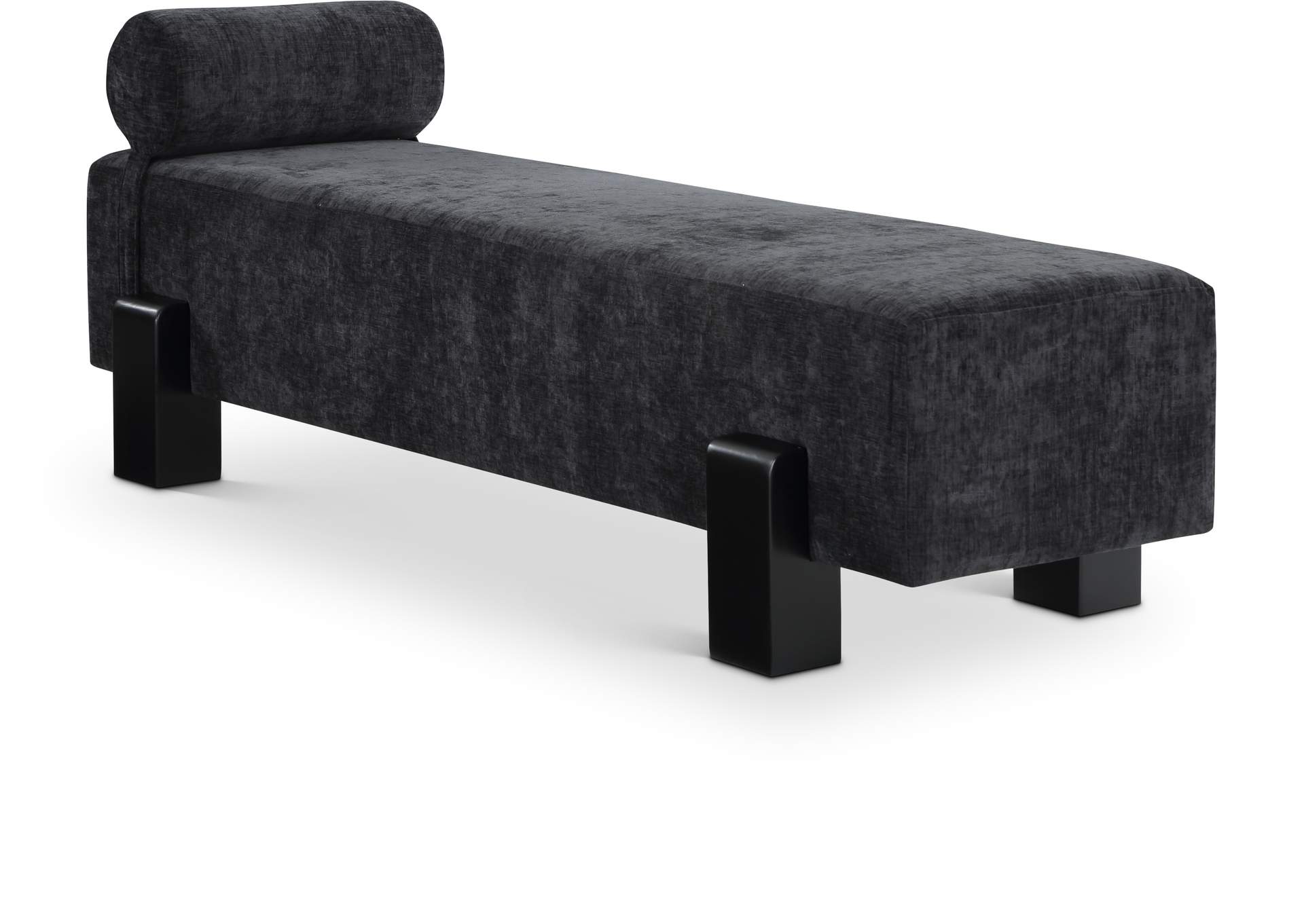 Edison Black Chenille Fabric Bench,Meridian Furniture